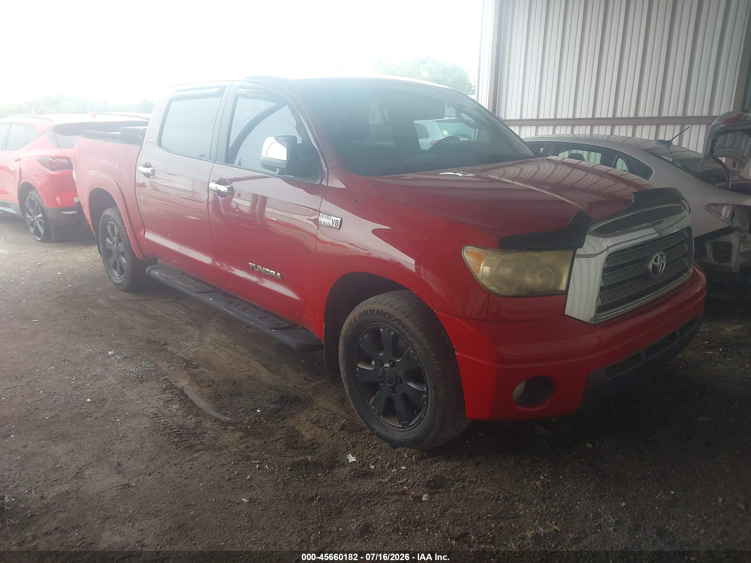 2007 Toyota Tundra Limited 5.7l V8 Red vin: 5TBEV58137S462702