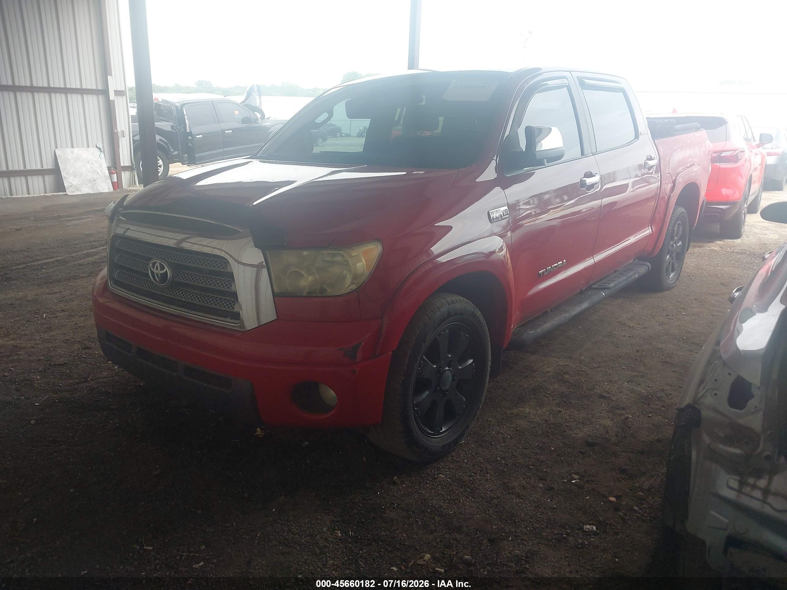 2007 Toyota Tundra Limited 5.7l V8 Red vin: 5TBEV58137S462702