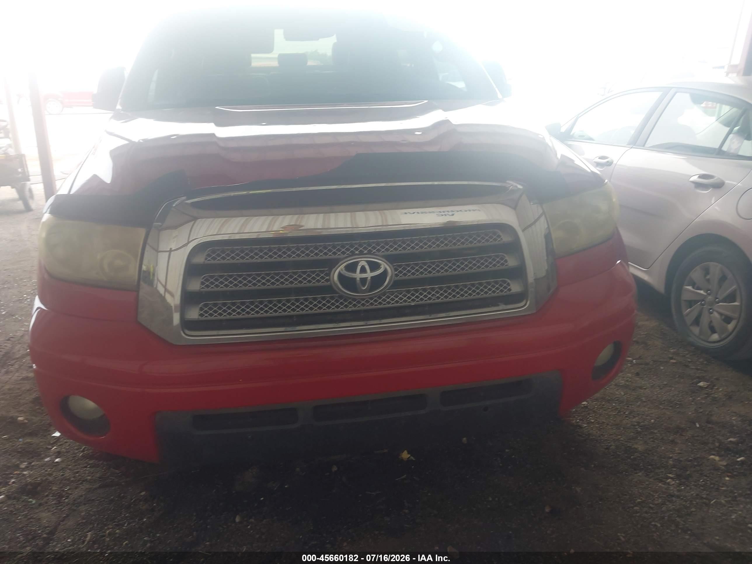 2007 Toyota Tundra Limited 5.7l V8 Red vin: 5TBEV58137S462702