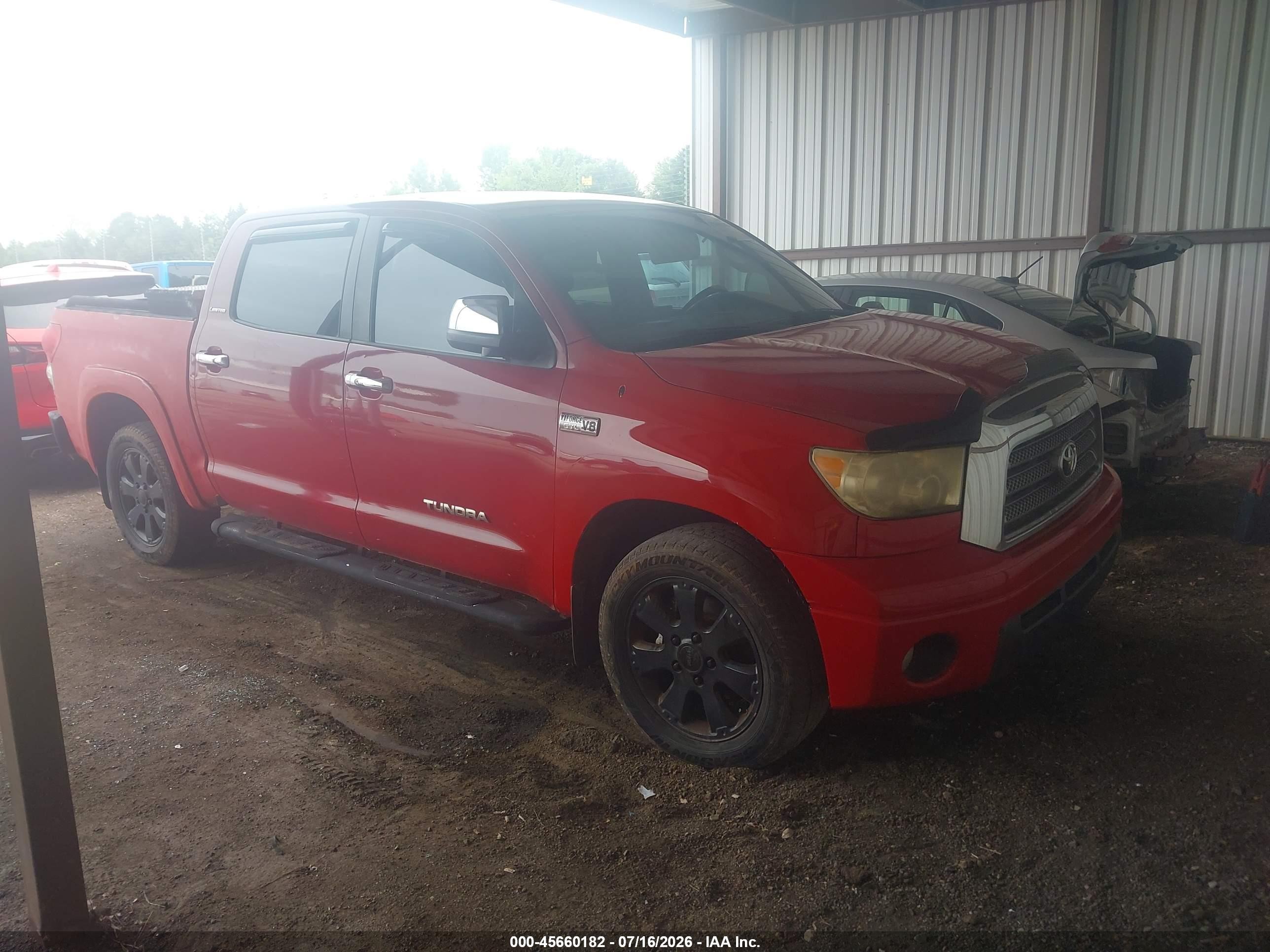 2007 Toyota Tundra Limited 5.7l V8 Red vin: 5TBEV58137S462702