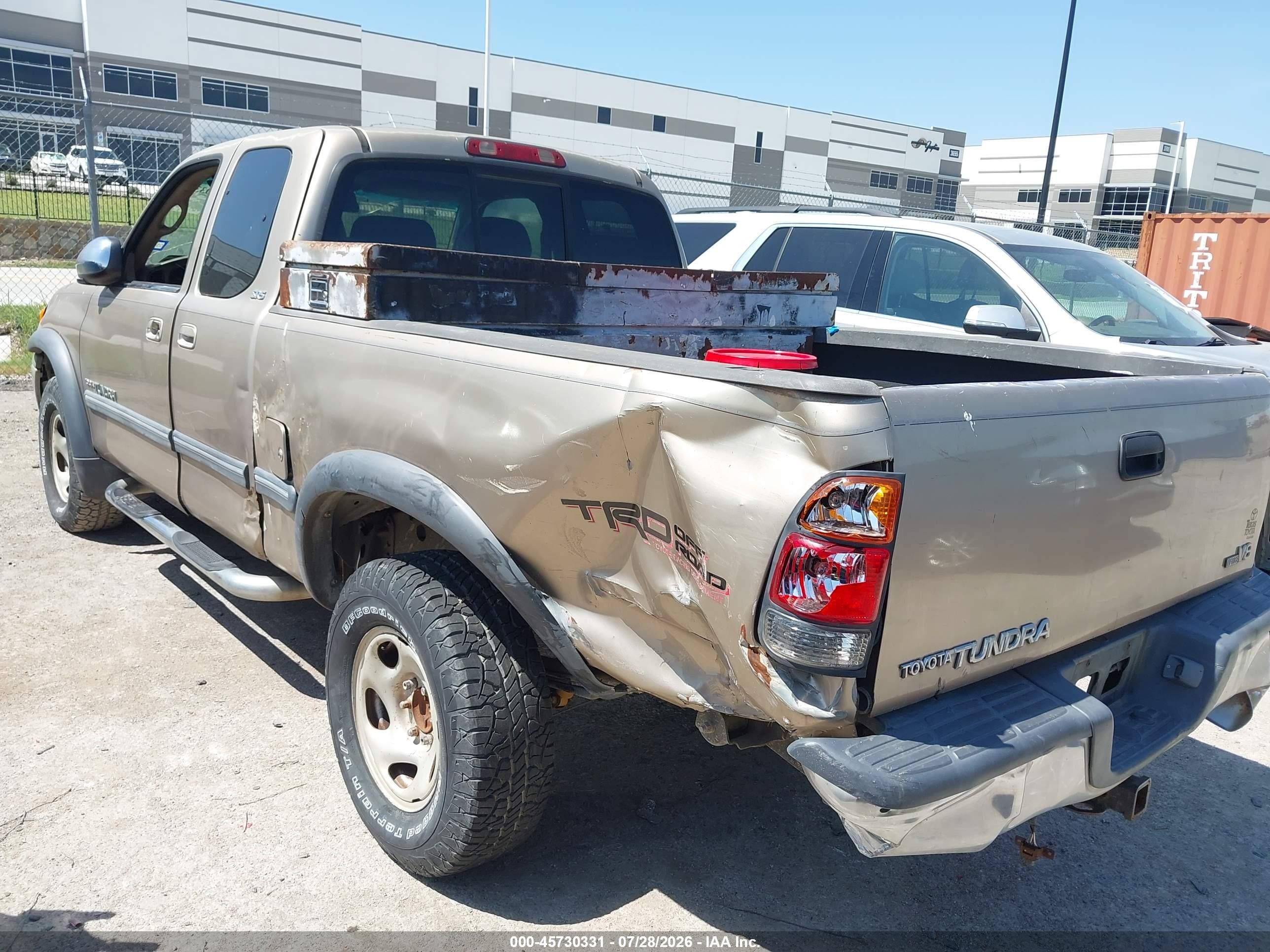 2001 Toyota Tundra Sr5 V8 Tan vin: 5TBRT34141S183316