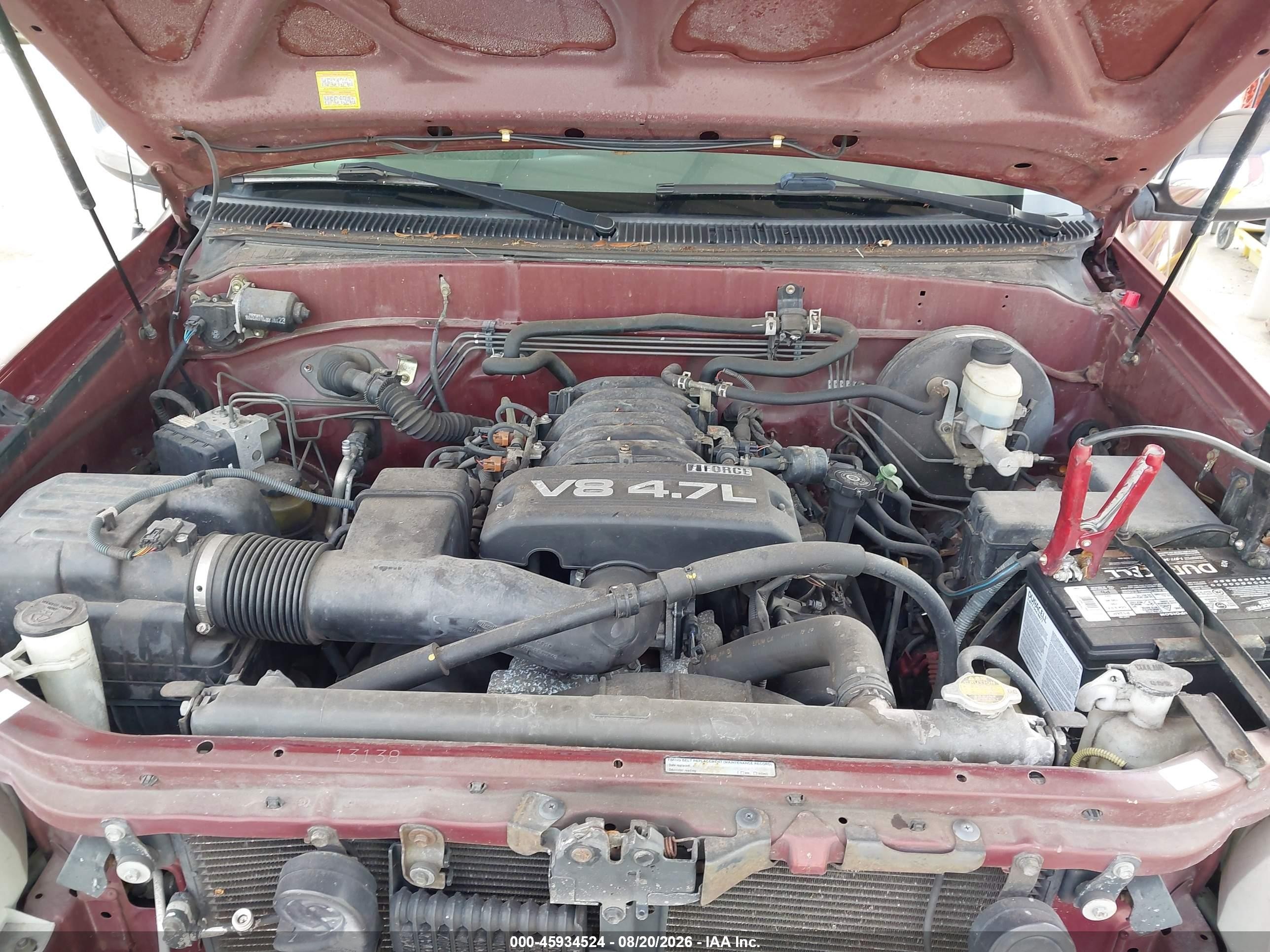 2005 Toyota Tundra Sr5 V8 Maroon vin: 5TBRT34145S459855