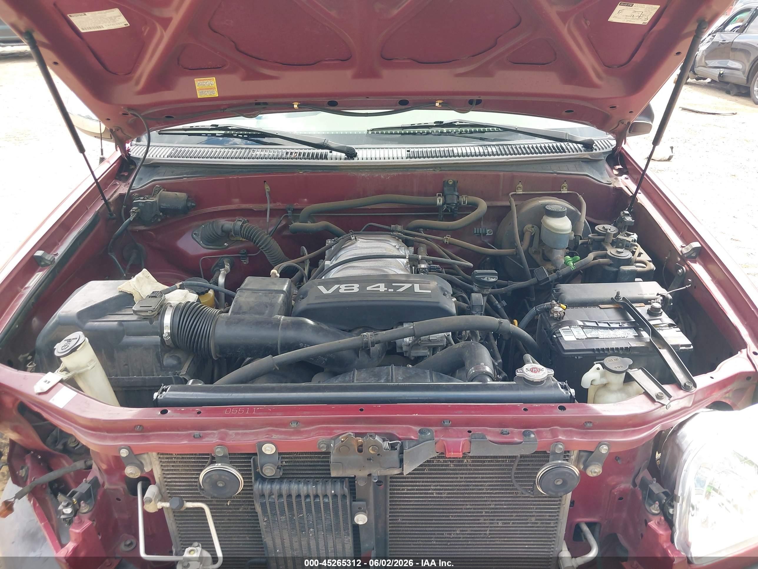 2000 Toyota Tundra Sr5 V8 Burgundy vin: 5TBRT3418YS121475