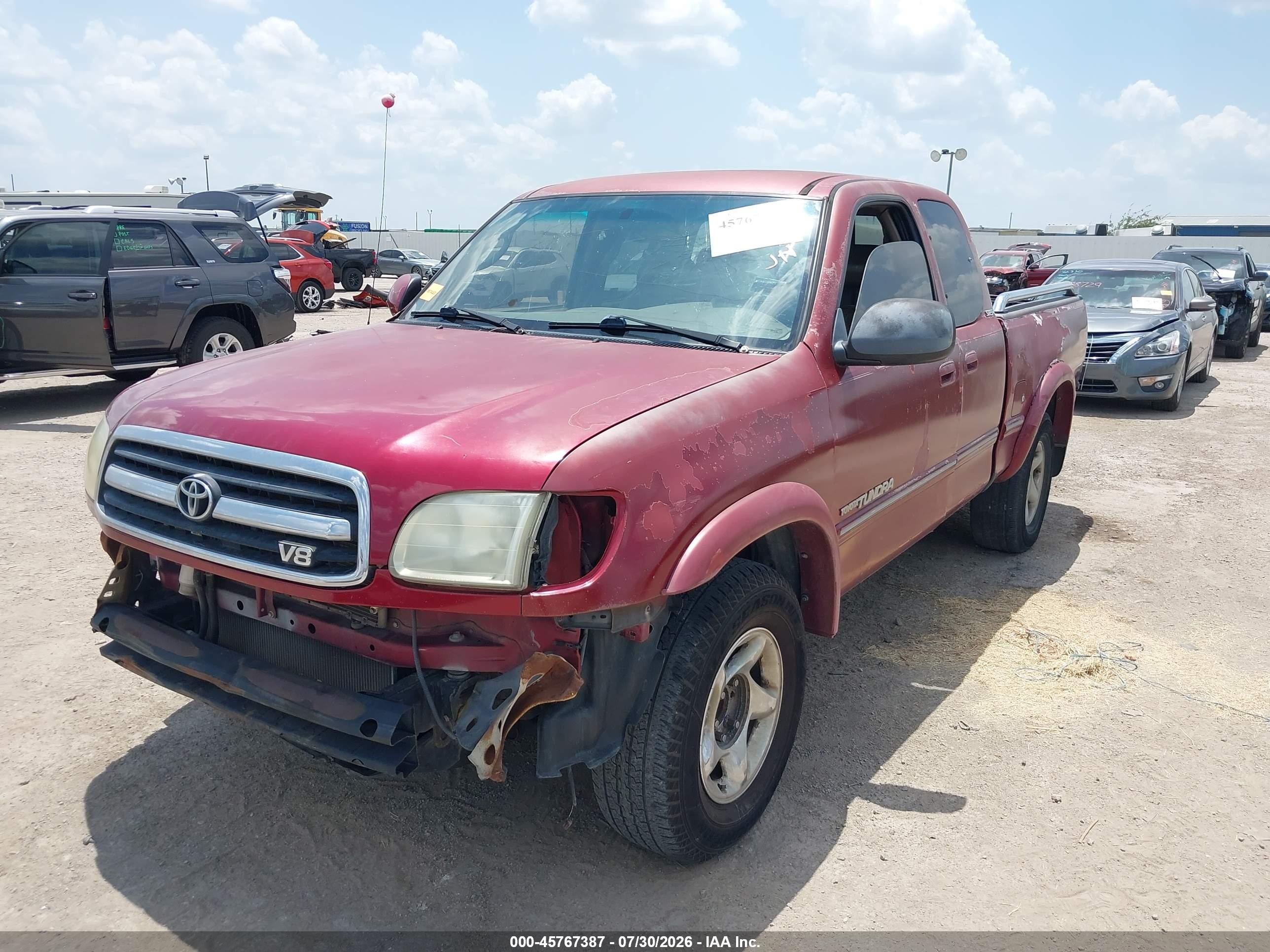 2002 Toyota Tundra Ltd V8 Burgundy vin: 5TBRT38142S254980