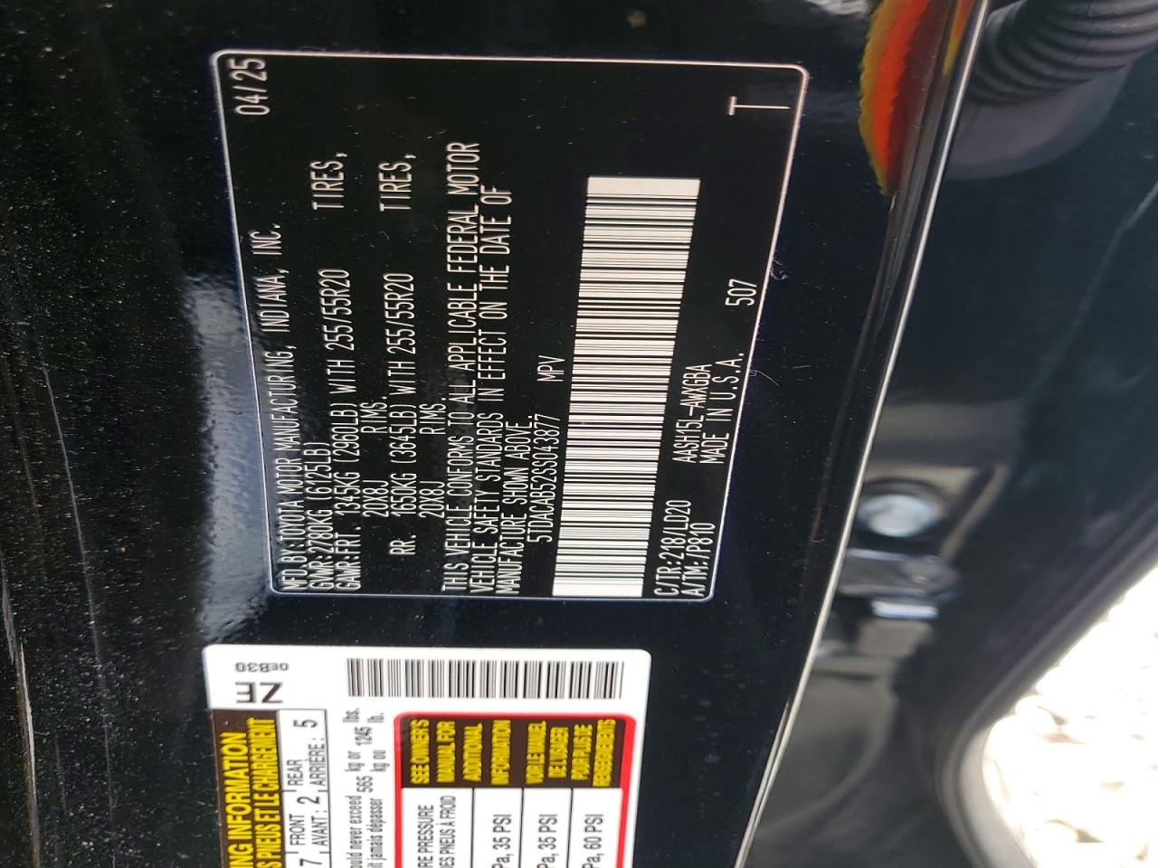 2025 Toyota Grand Highlander Hybrid Black vin: 5TDACAB52SS043877
