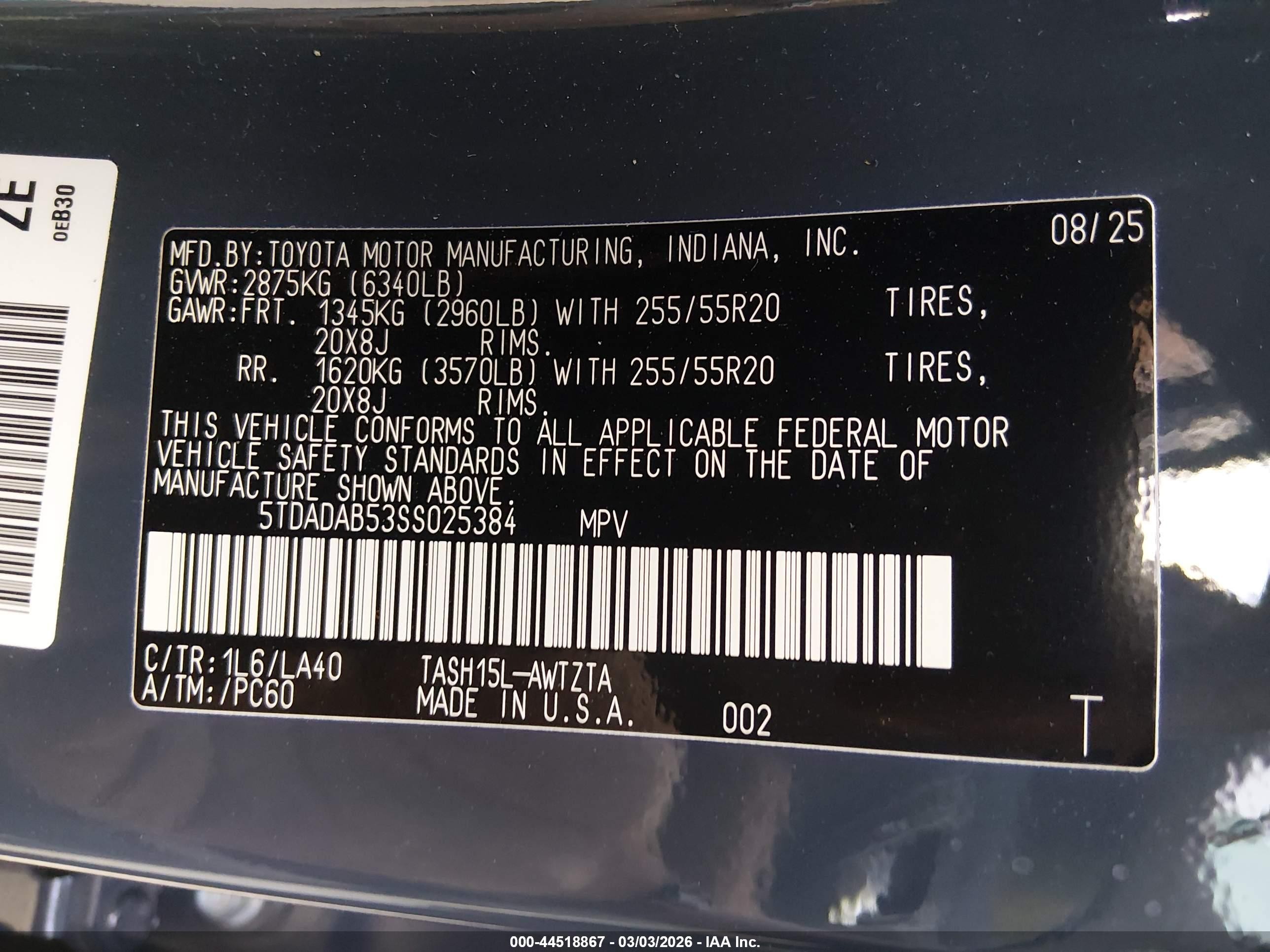 2025 Toyota Grand Highlander Hybrid Platinum Max Blue vin: 5TDADAB53SS025384