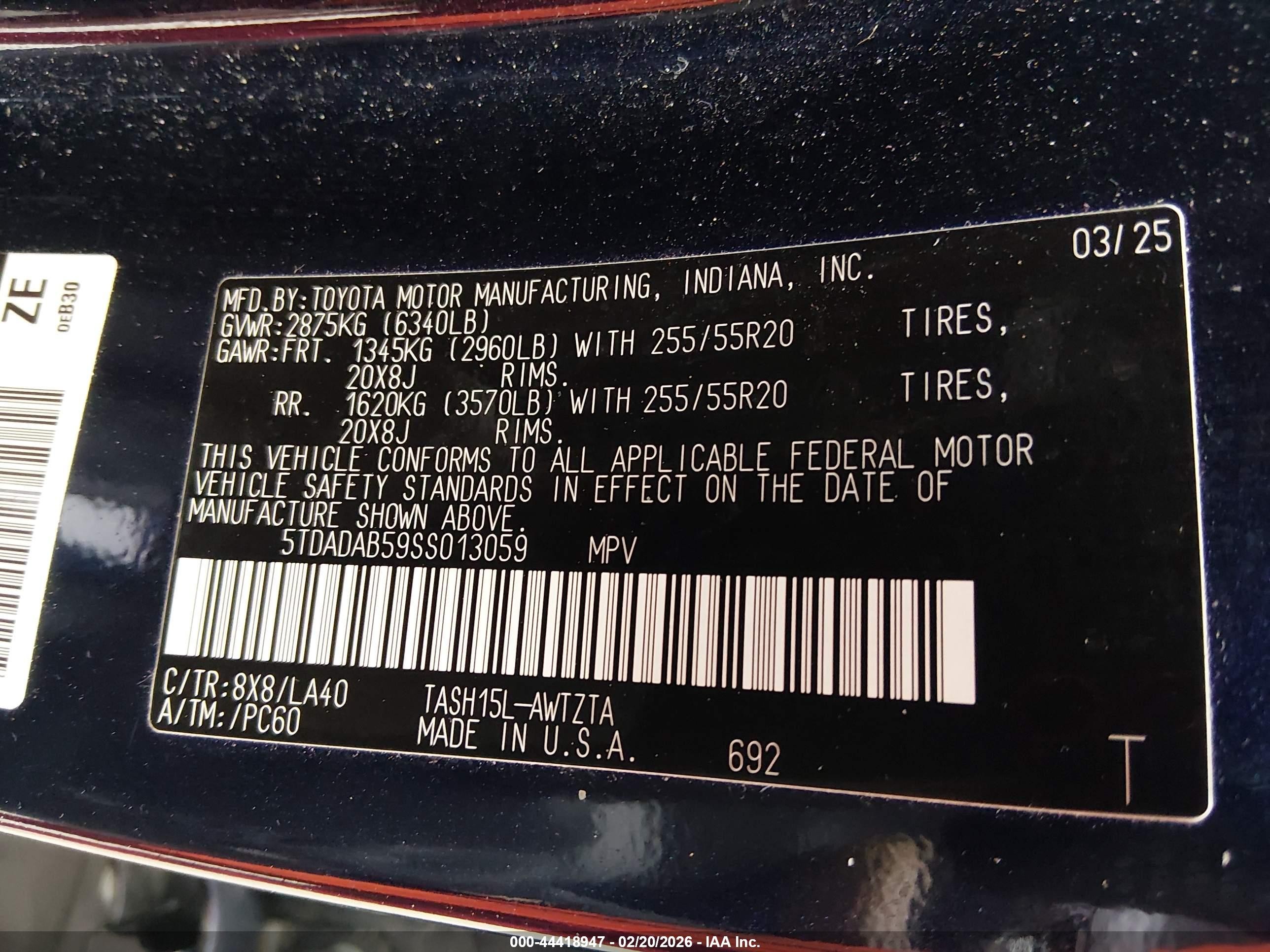 2025 Toyota Grand Highlander Hybrid Platinum Max Dark Blue vin: 5TDADAB59SS013059