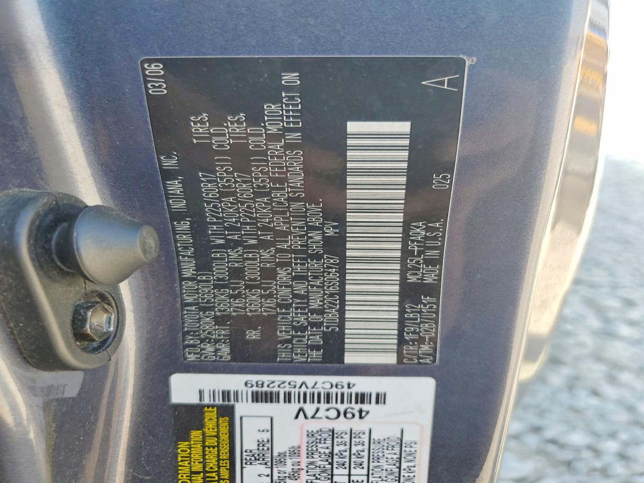 2006 Toyota Sienna Xle 7 Passenger Gray vin: 5TDBA22C16S064787