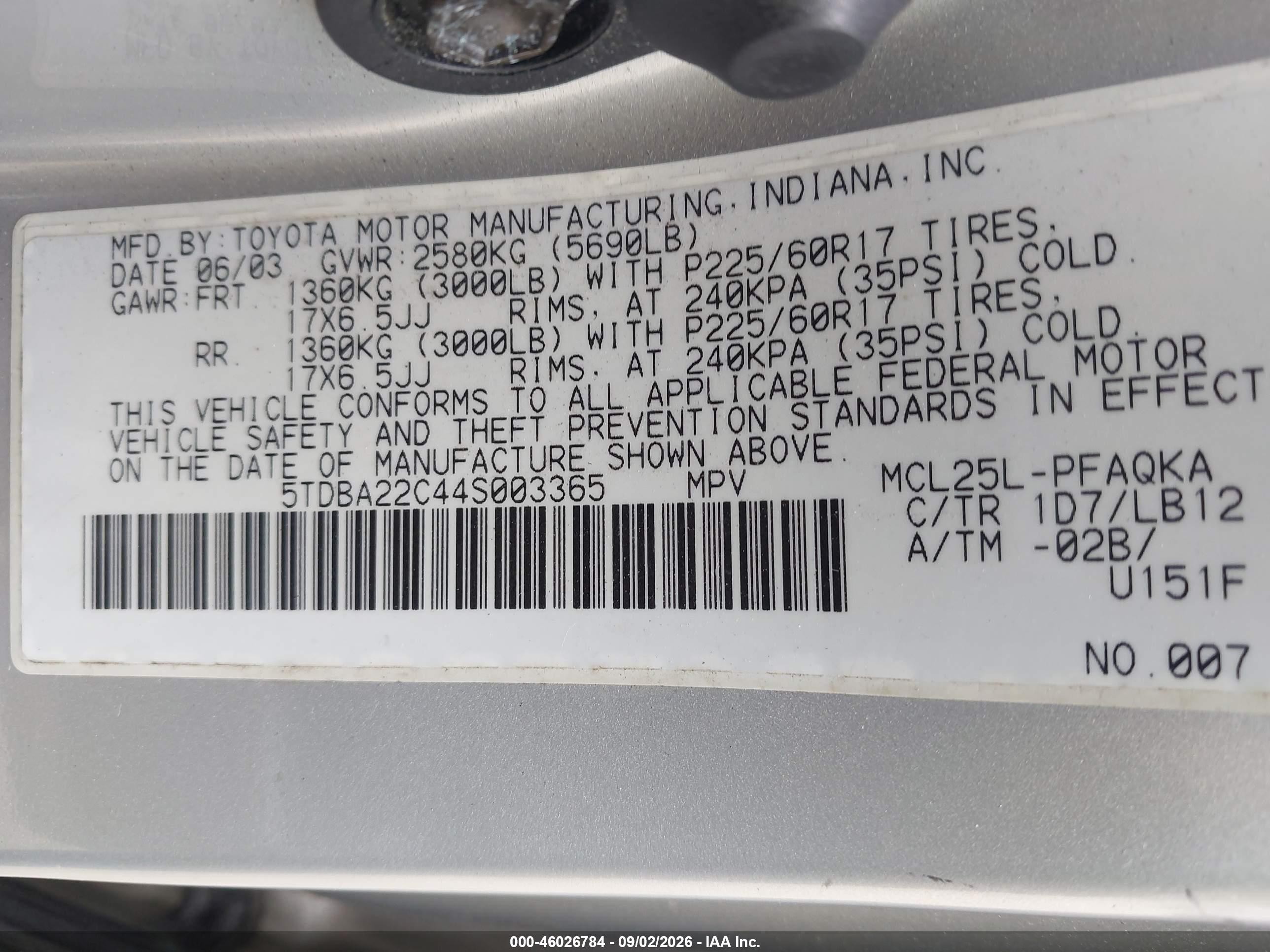 2004 Toyota Sienna Xle Limited Silver vin: 5TDBA22C44S003365