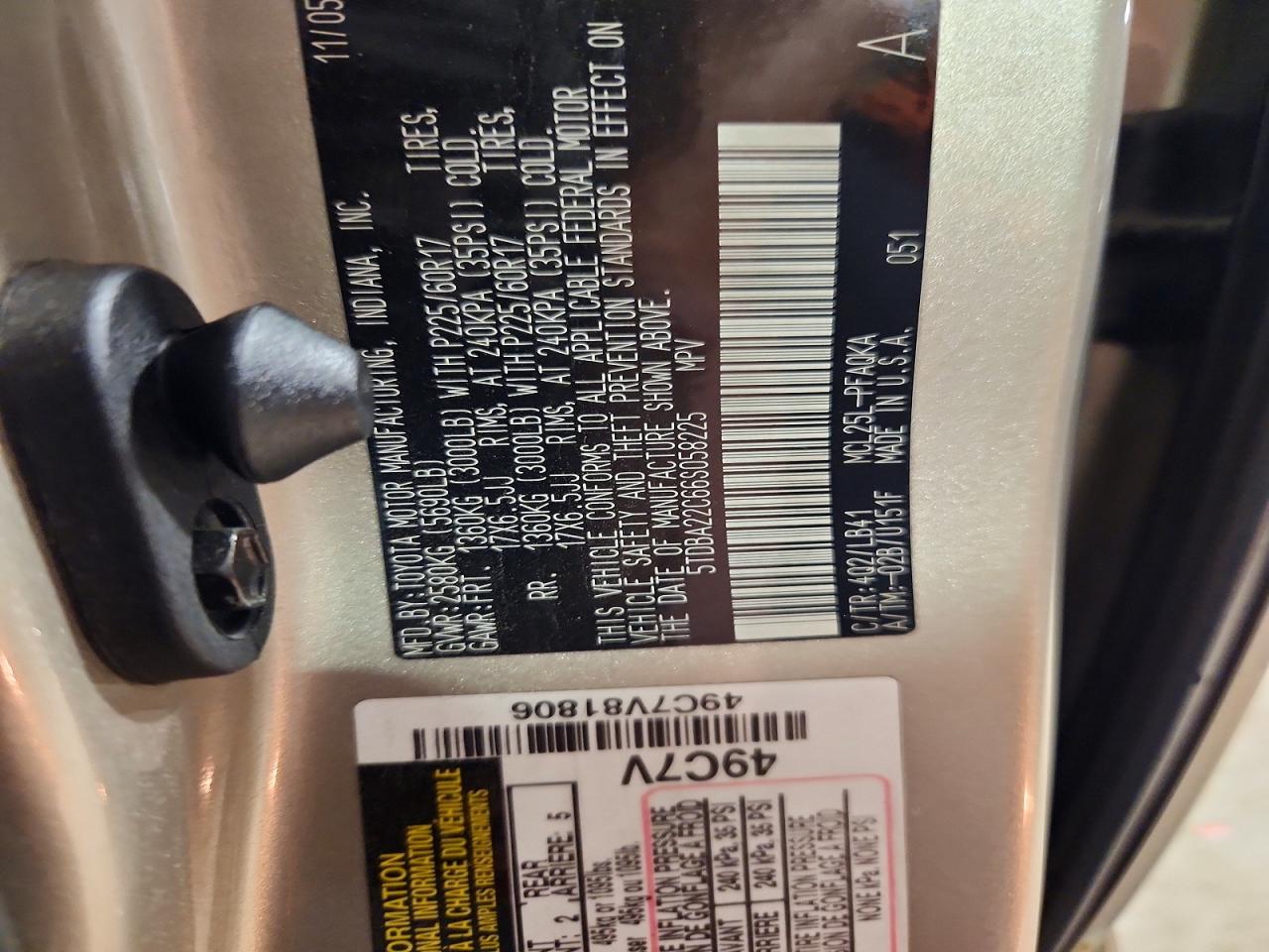 2006 Toyota Sienna Xle 7 Passenger Beige vin: 5TDBA22C66S058225