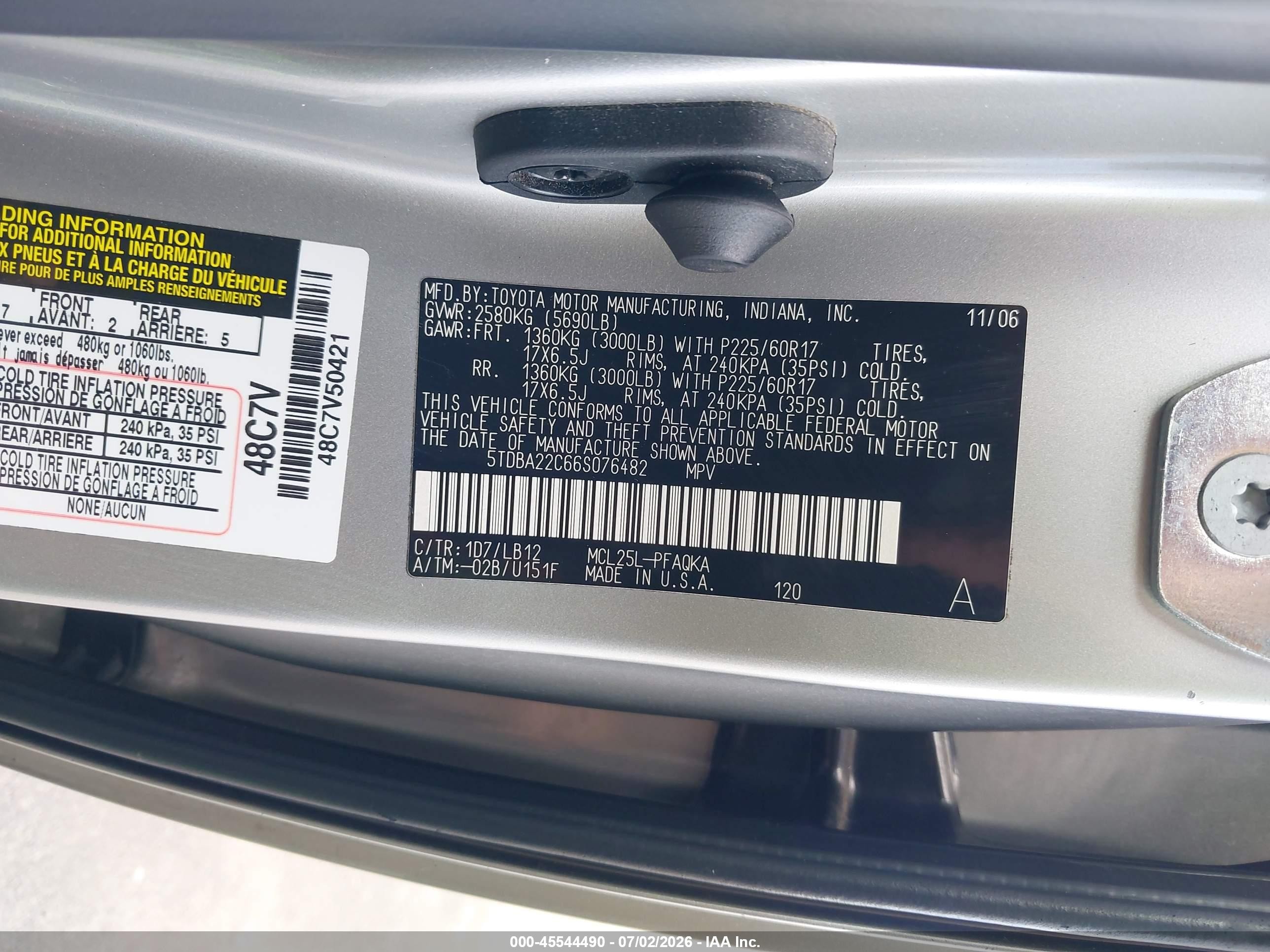 2006 Toyota Sienna Xle Limited Gray vin: 5TDBA22C66S076482