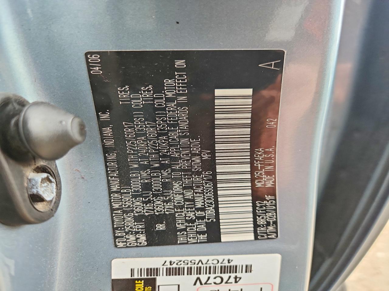2006 Toyota Sienna Le Синий vin: 5TDBA23C06S067176