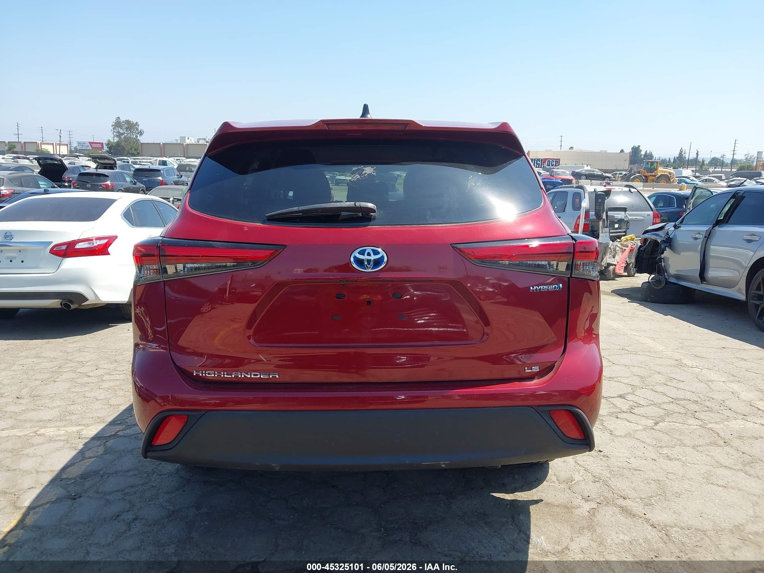 2022 Toyota Highlander Hybrid Le Красный vin: 5TDBBRCH4NS561024