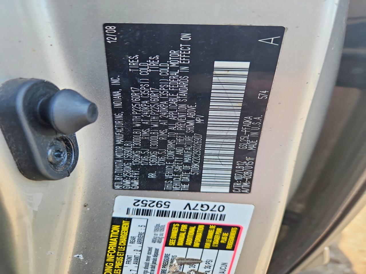 2009 Toyota Sienna Xle Silver vin: 5TDBK22C29S026907
