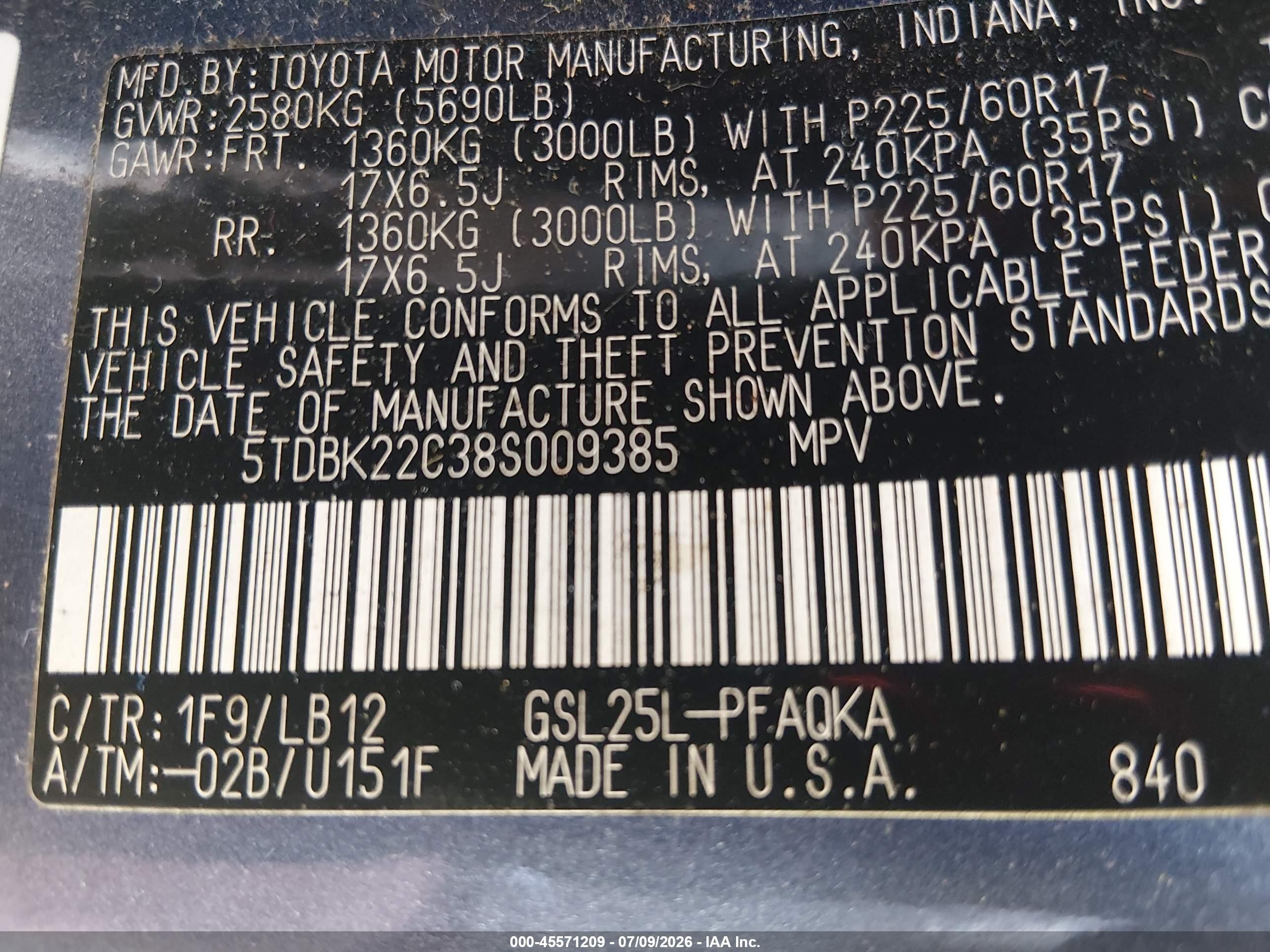 2008 Toyota Sienna Limited Gray vin: 5TDBK22C38S009385