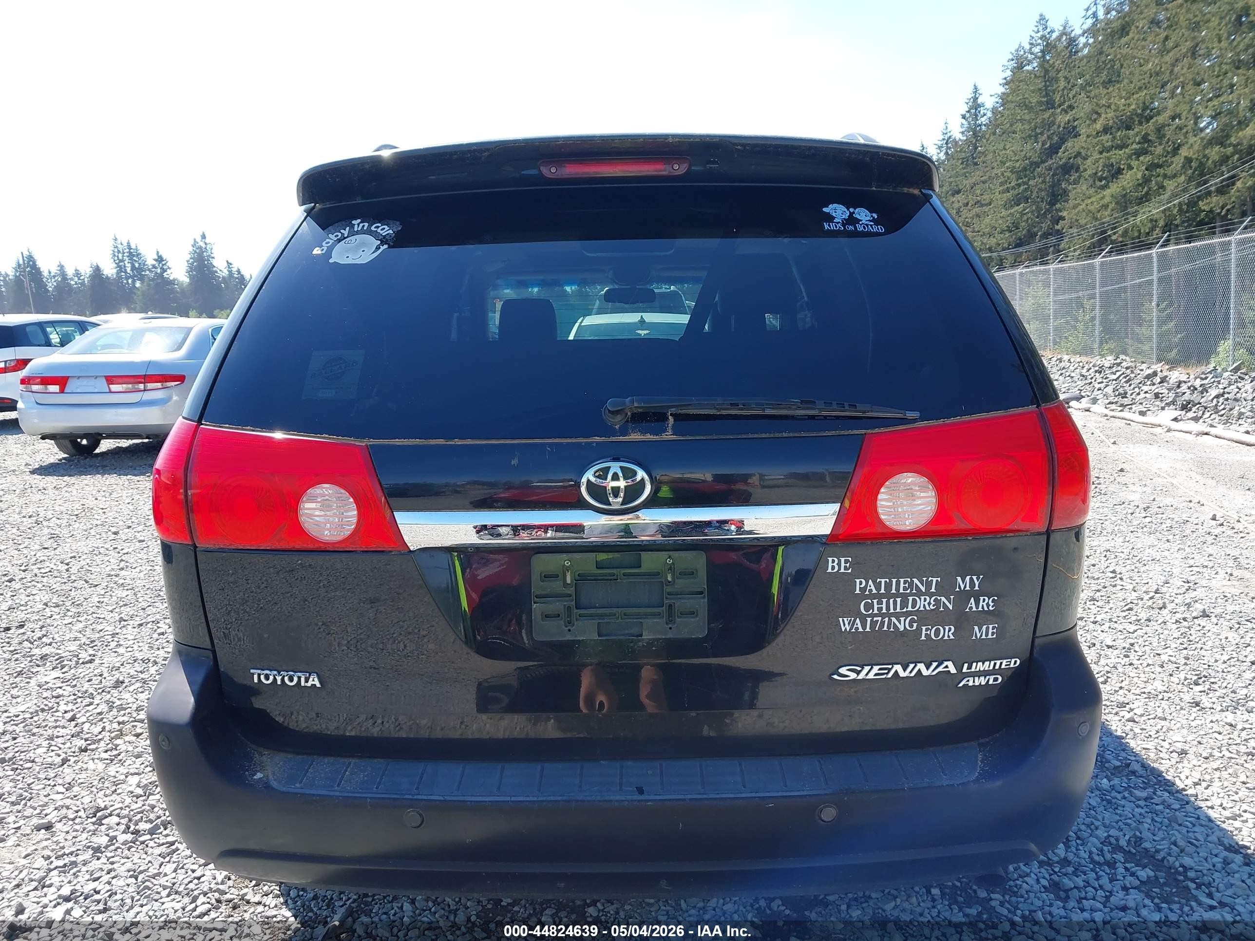 2008 Toyota Sienna Limited Black vin: 5TDBK22C68S015861