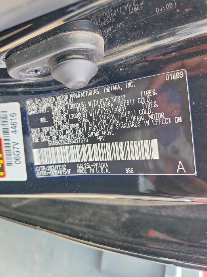 2009 Toyota Sienna Le Black vin: 5TDBK23C39S027529