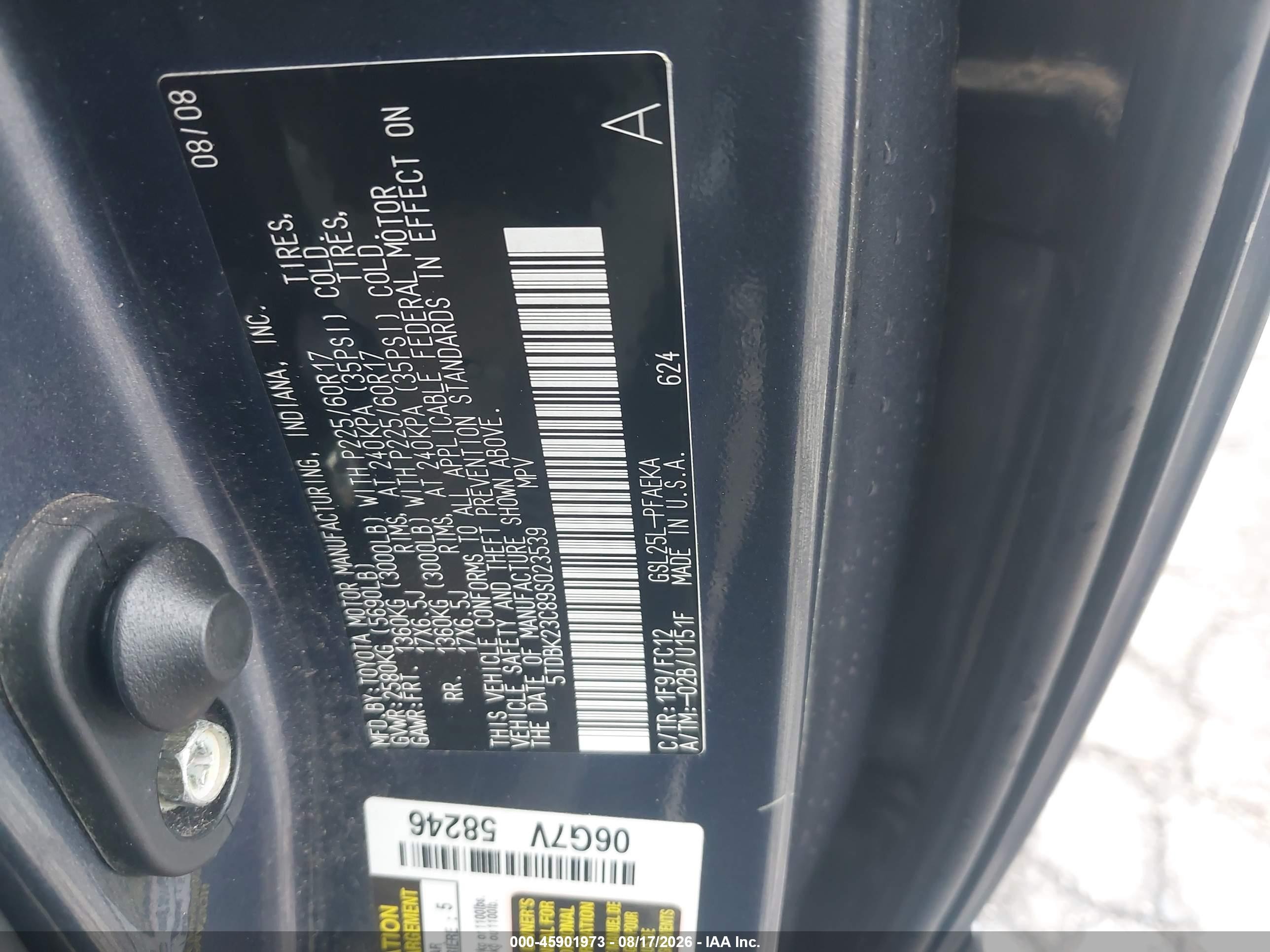 2009 Toyota Sienna Le Gray vin: 5TDBK23C89S023539