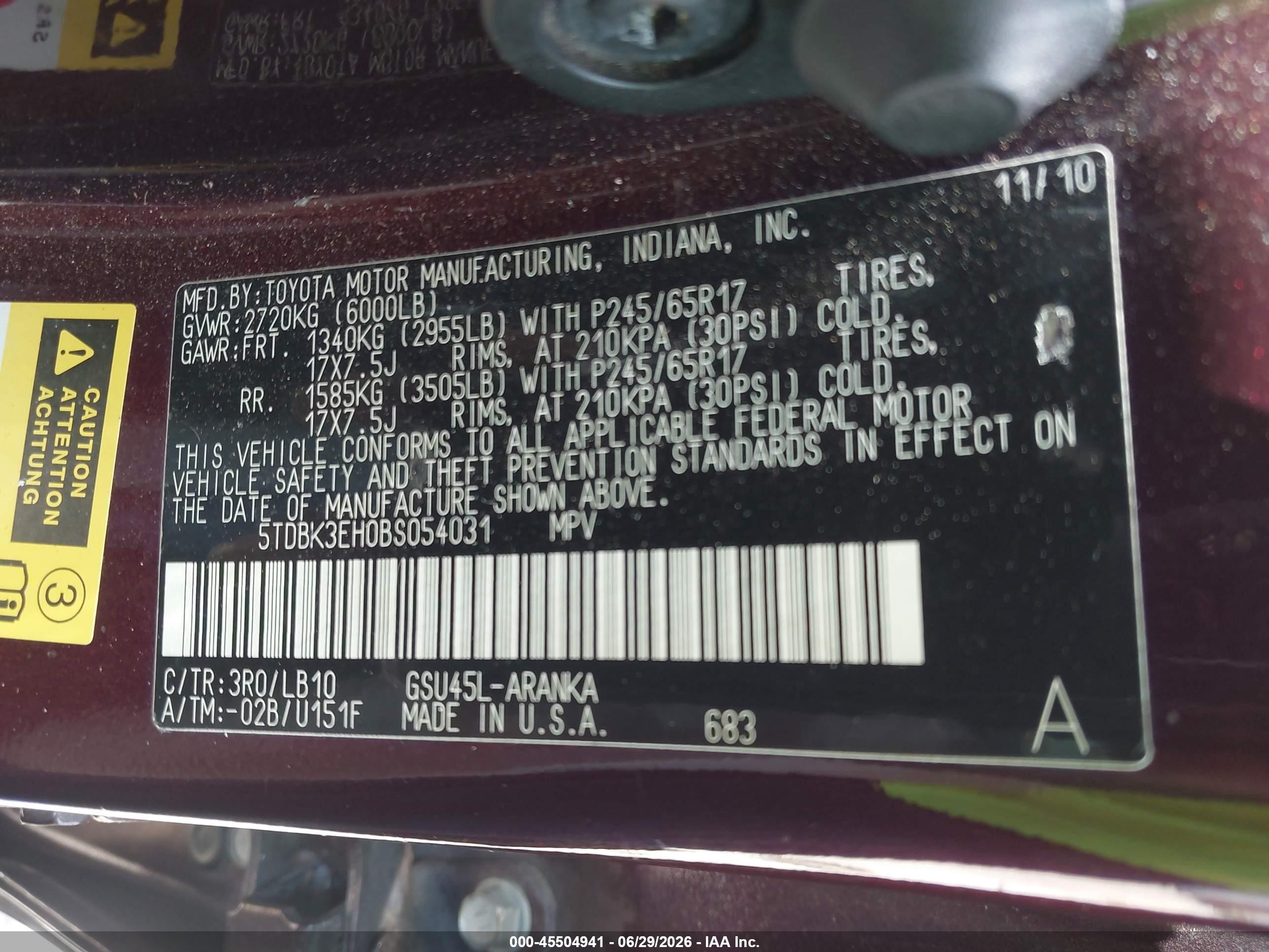 2011 Toyota Highlander Se V6 Maroon vin: 5TDBK3EH0BS054031