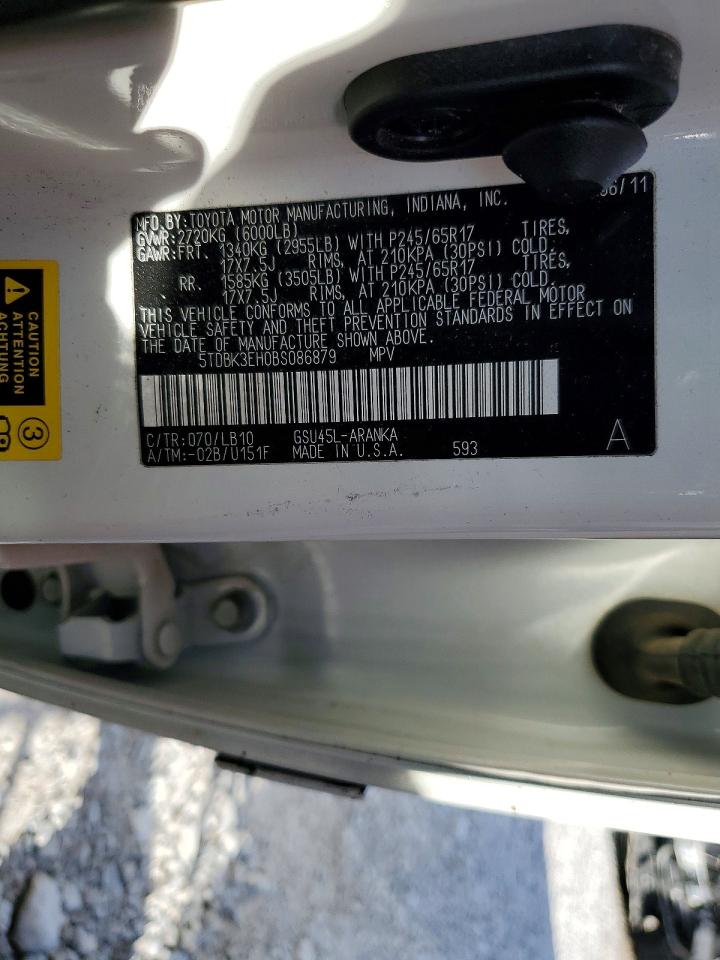 2011 Toyota Highlander Se White vin: 5TDBK3EH0BS086879