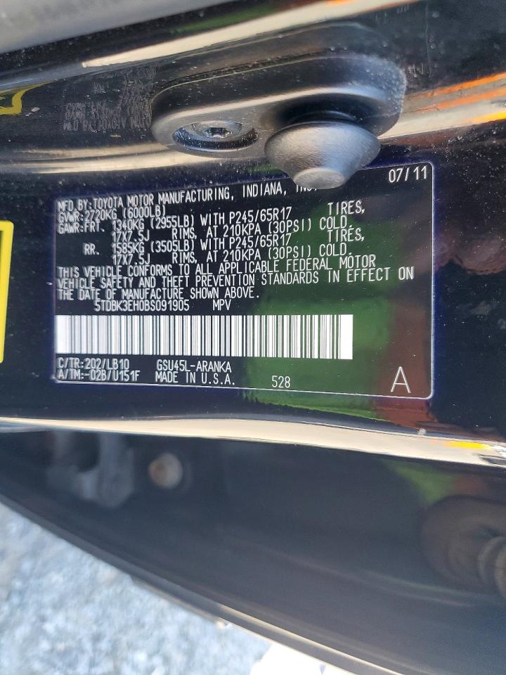 2011 Toyota Highlander Se Black vin: 5TDBK3EH0BS091905