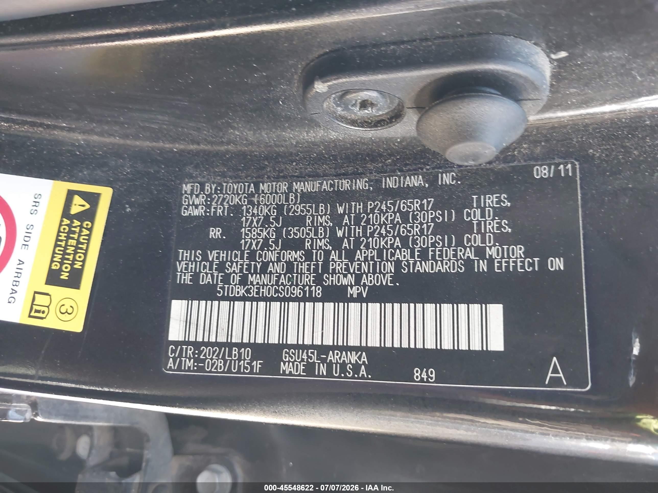 2012 Toyota Highlander Se V6 Black vin: 5TDBK3EH0CS096118
