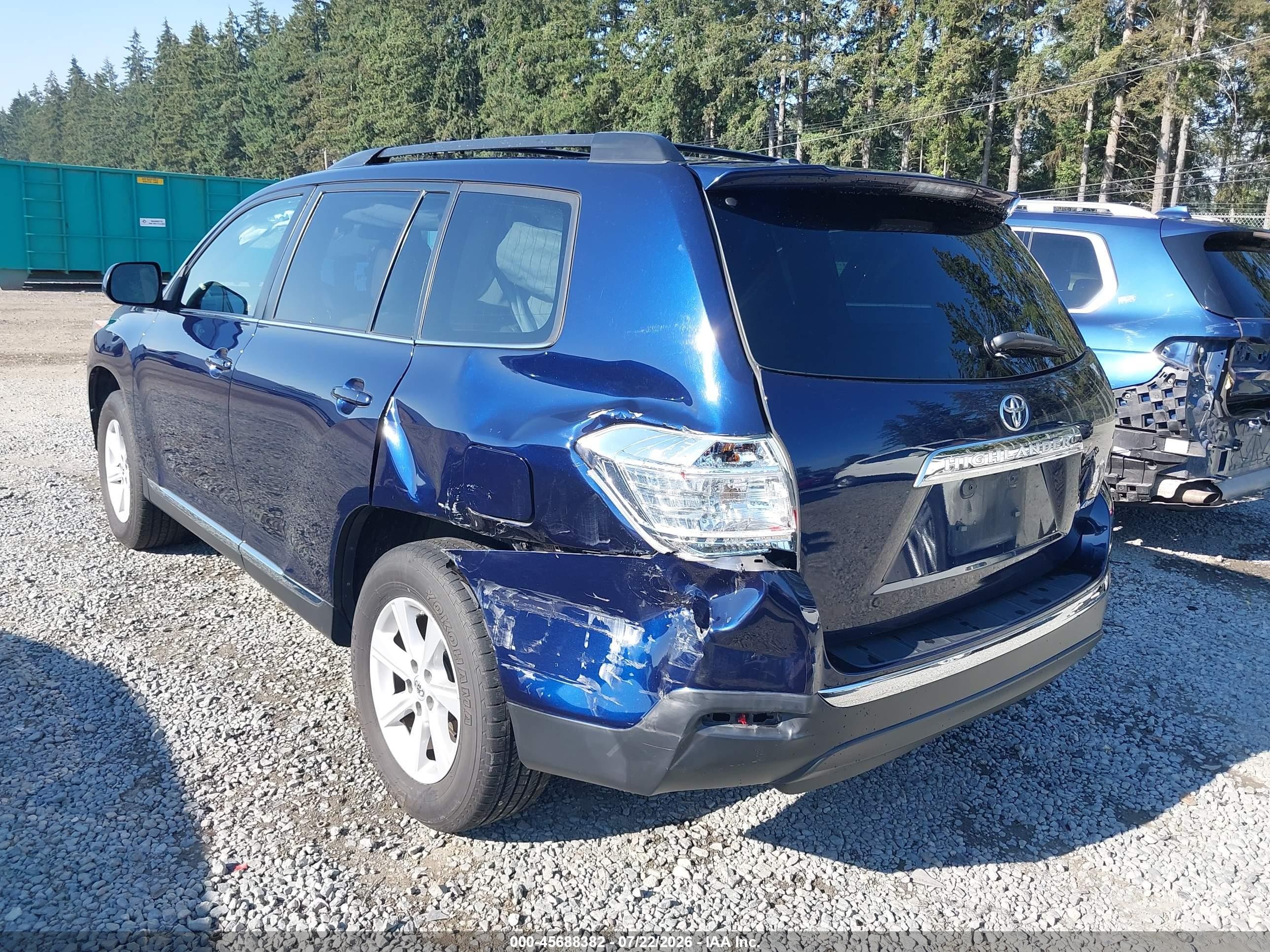 2012 Toyota Highlander Se V6 Dark Blue vin: 5TDBK3EH0CS111135