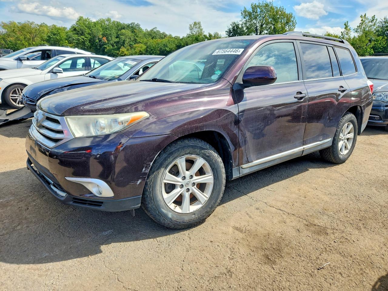 2012 Toyota Highlander Base Темно-бордовый vin: 5TDBK3EH1CS174499