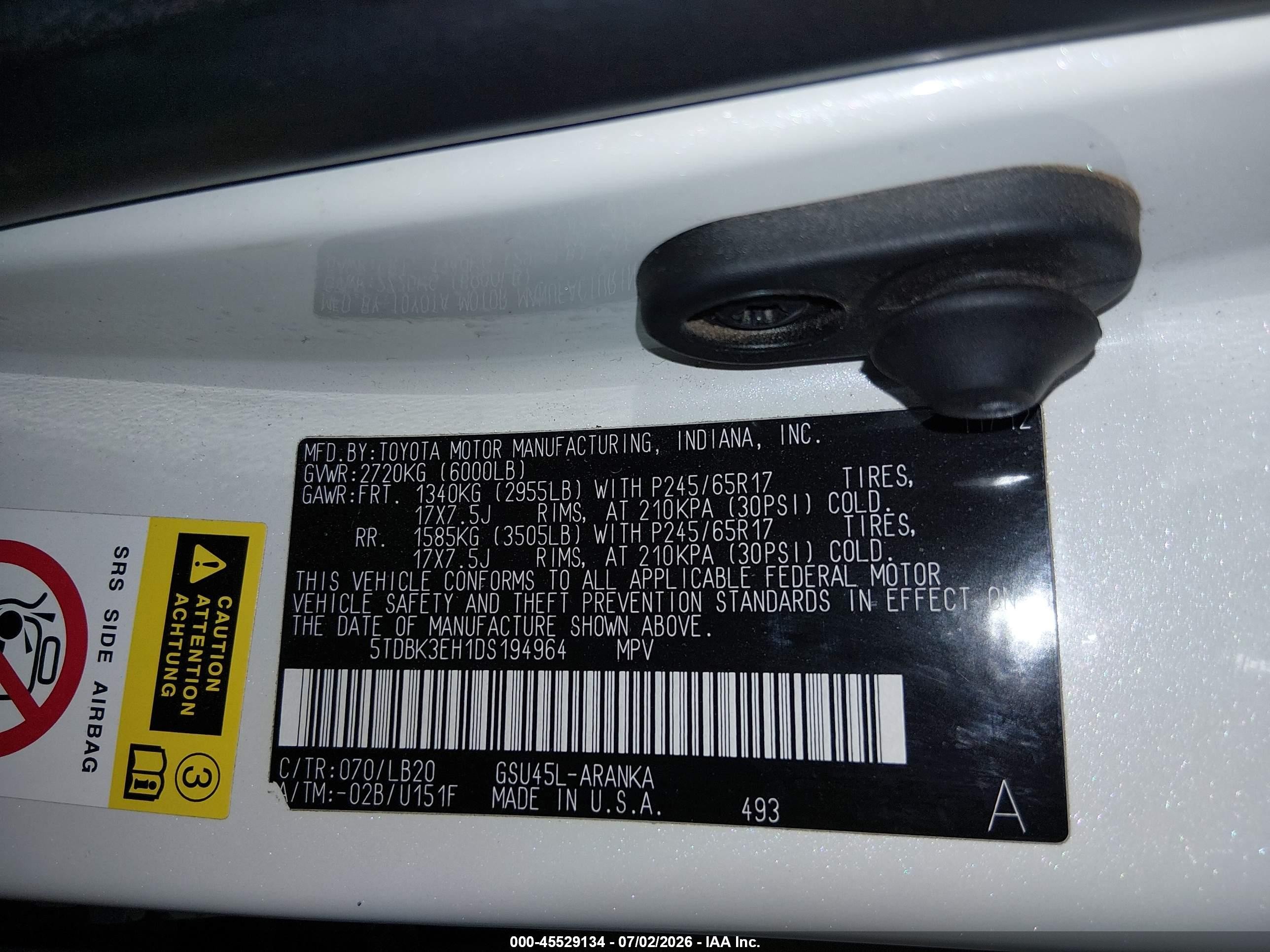 2013 Toyota Highlander Se V6 Cream vin: 5TDBK3EH1DS194964