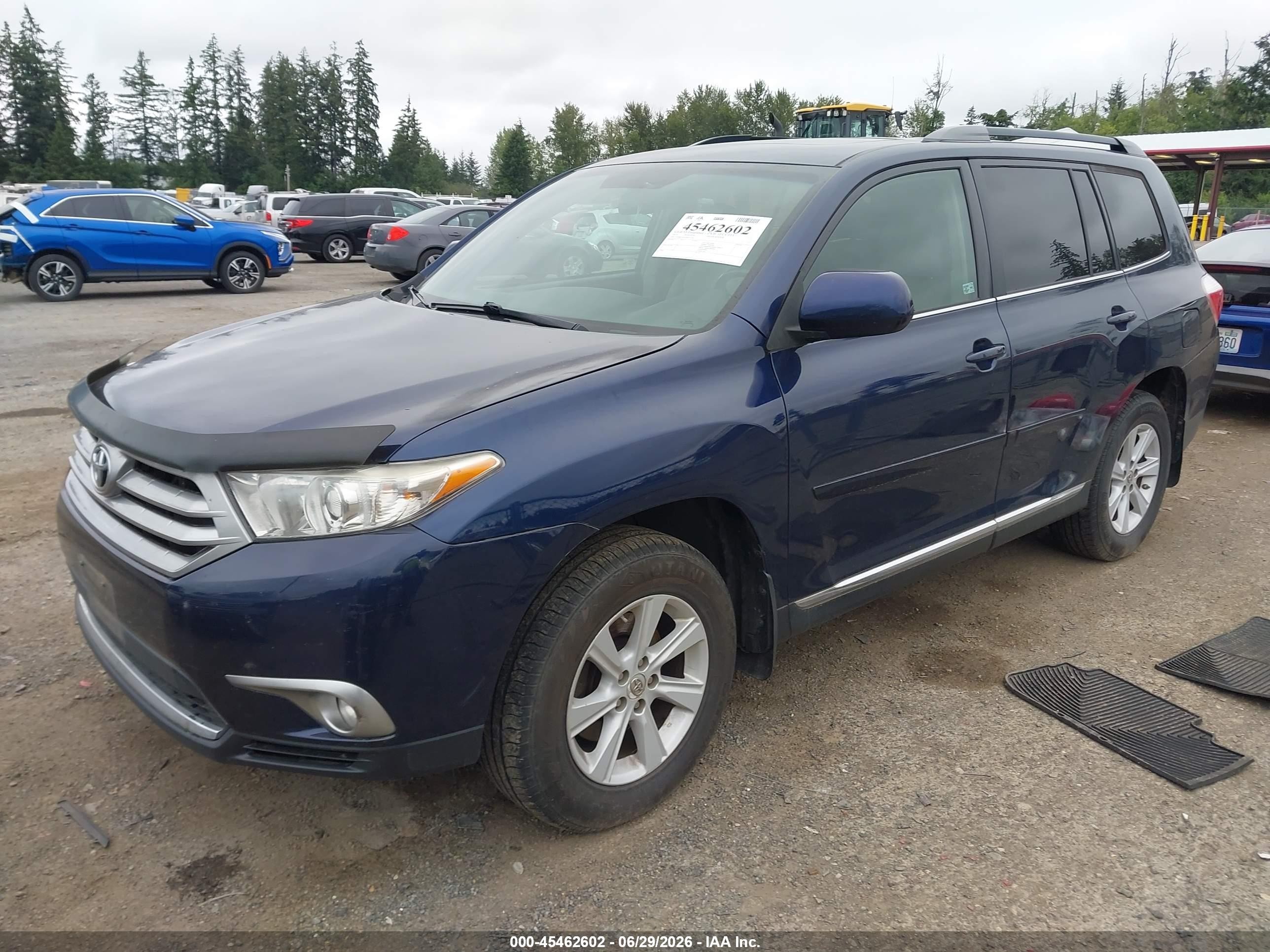 2013 Toyota Highlander Se V6 Blue vin: 5TDBK3EH1DS222116