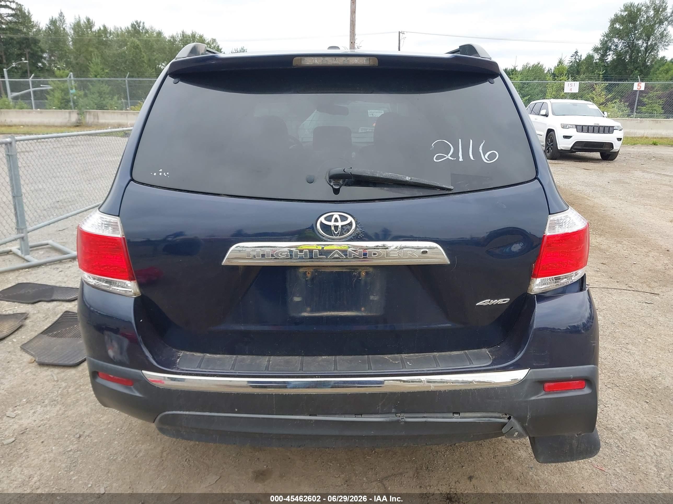 2013 Toyota Highlander Se V6 Blue vin: 5TDBK3EH1DS222116