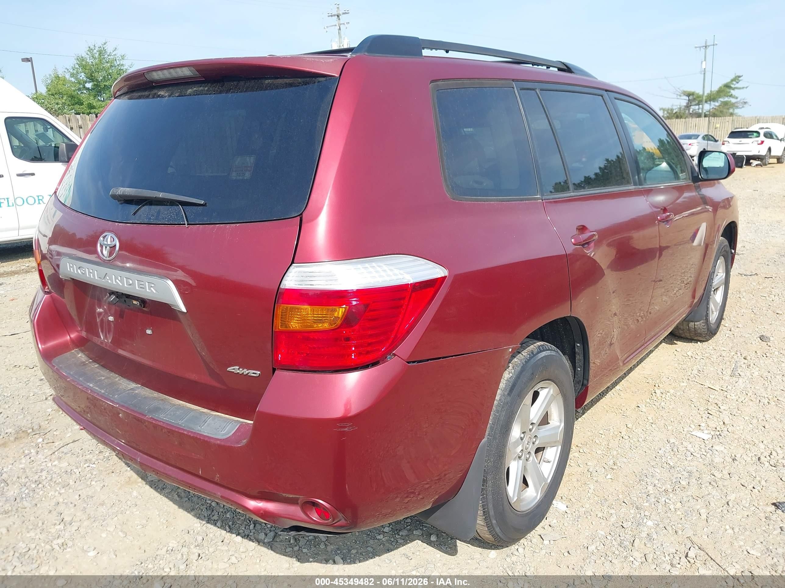 2010 Toyota Highlander Base V6 Maroon vin: 5TDBK3EH2AS025578