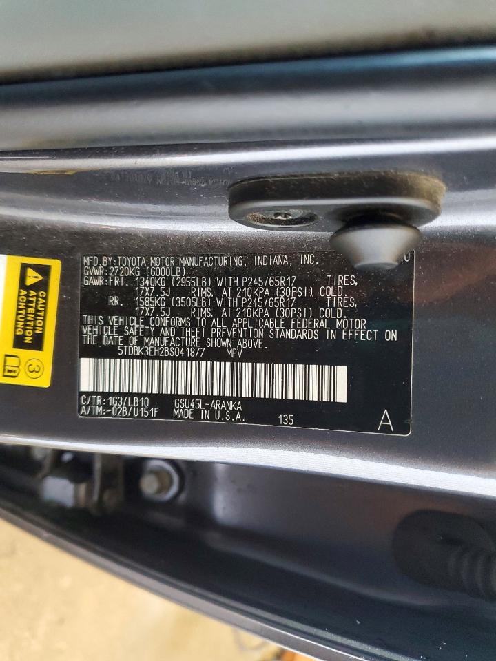2011 Toyota Highlander Se Gray vin: 5TDBK3EH2BS041877