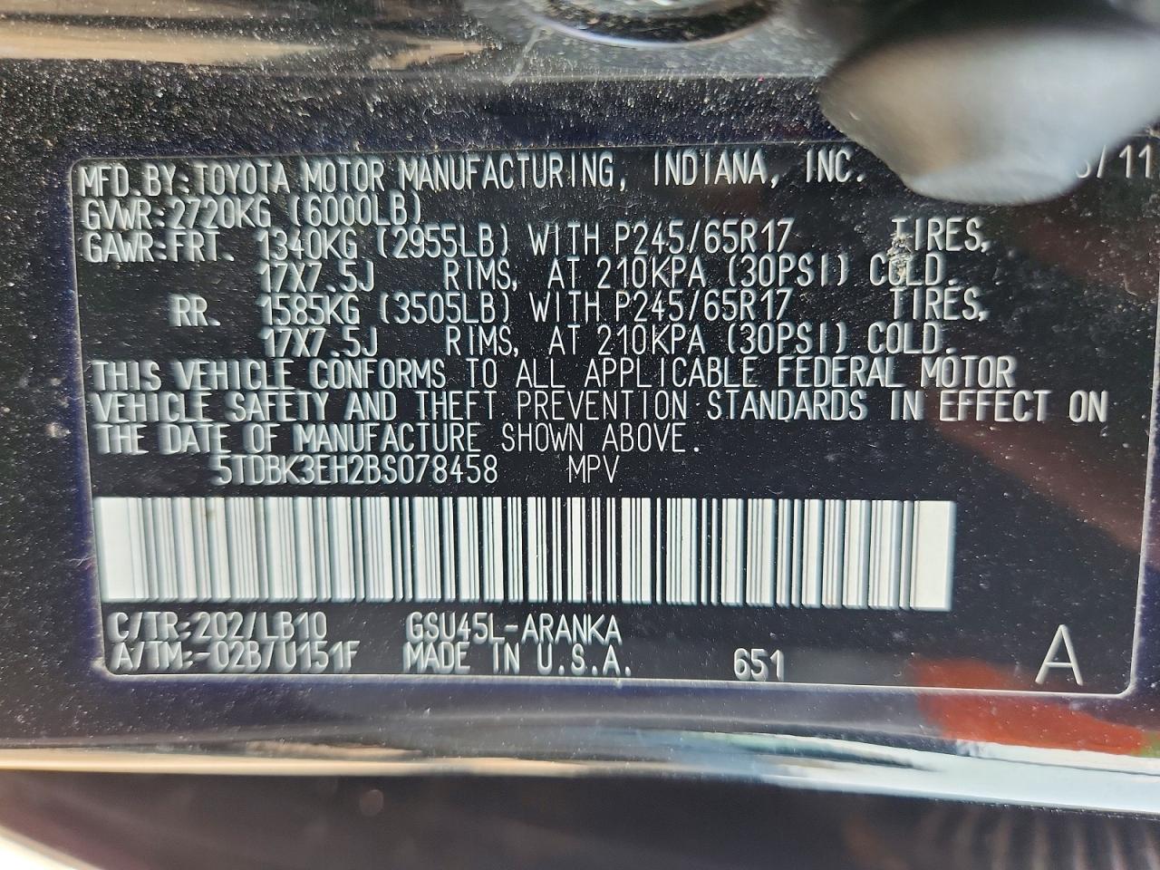 2011 Toyota Highlander Se Black vin: 5TDBK3EH2BS078458