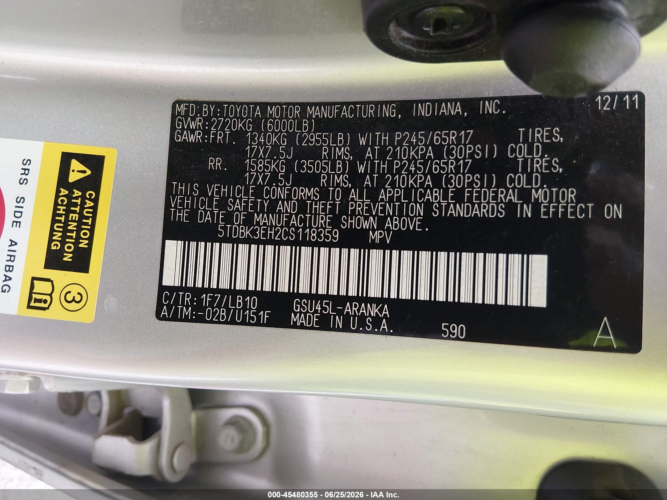 2012 Toyota Highlander Se V6 Silver vin: 5TDBK3EH2CS118359