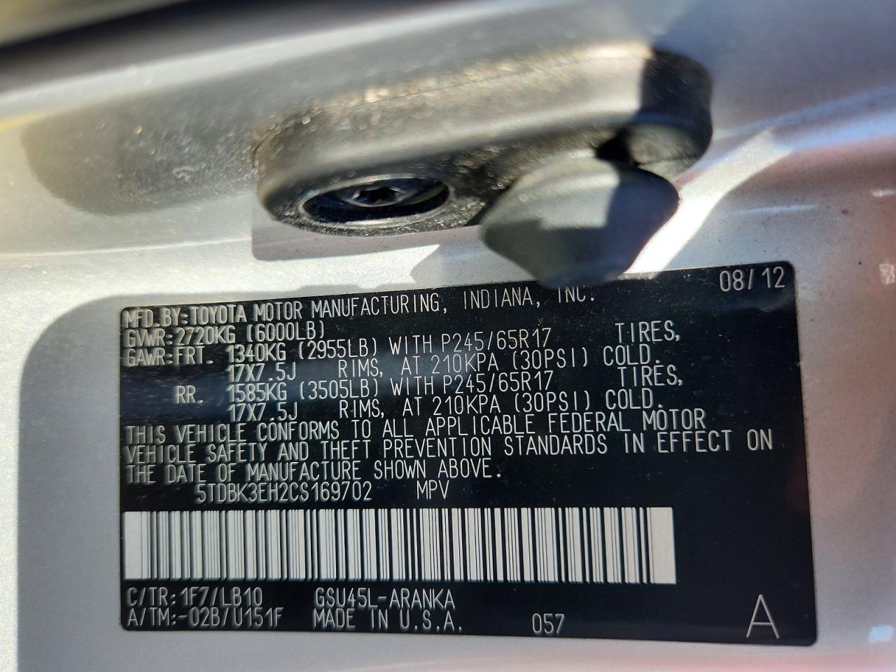2012 Toyota Highlander Se Silver vin: 5TDBK3EH2CS169702