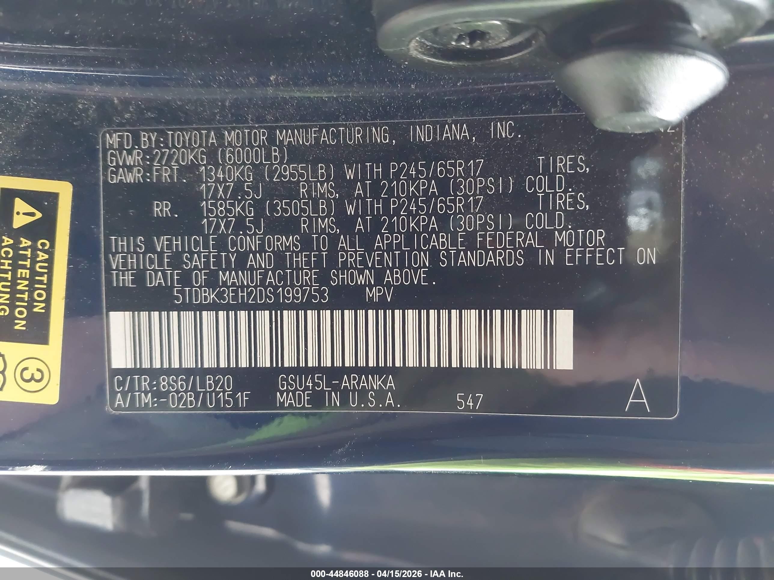 2013 Toyota Highlander Se V6 Blue vin: 5TDBK3EH2DS199753