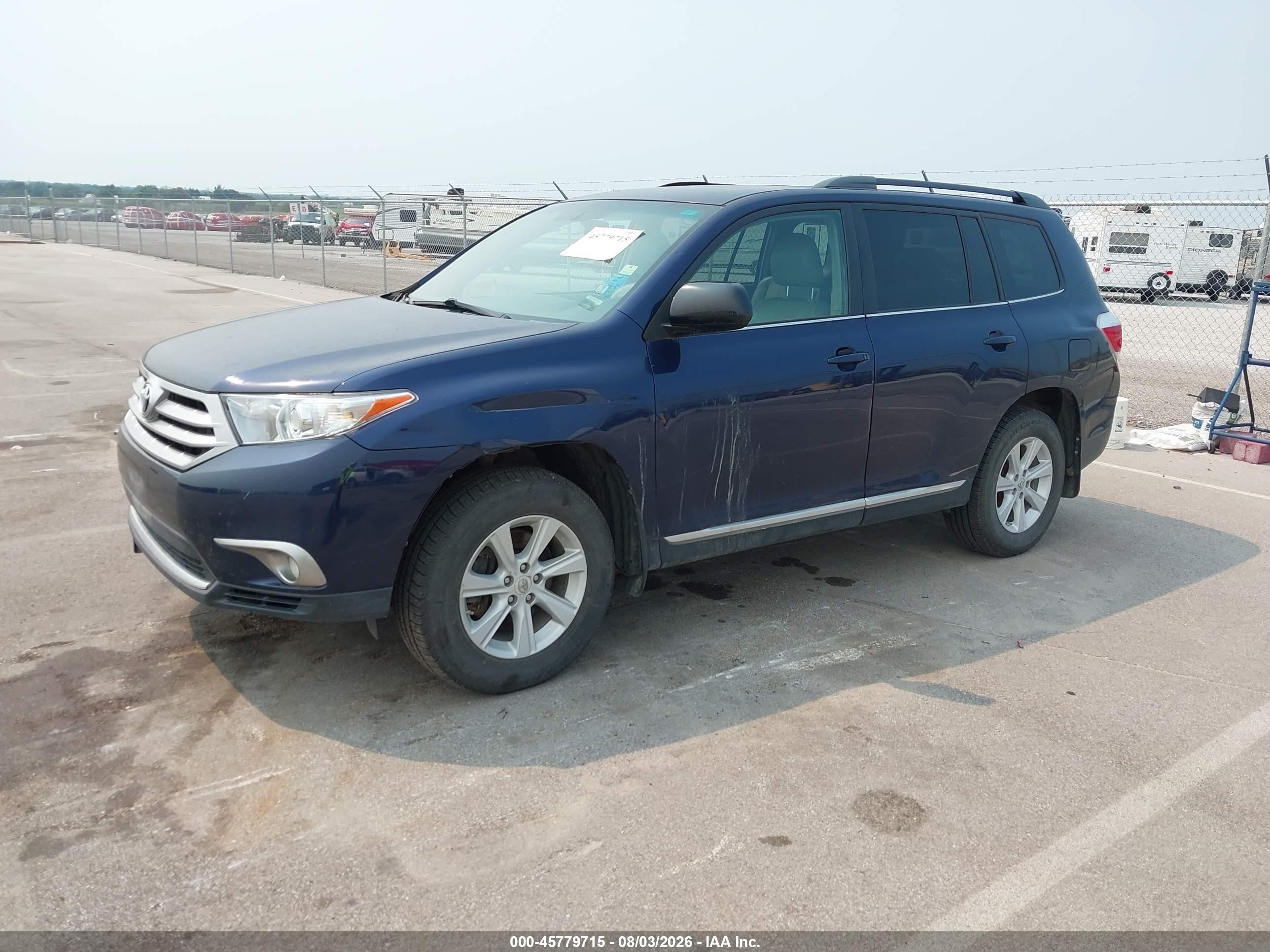 2013 Toyota Highlander Se V6 Синий vin: 5TDBK3EH2DS219290
