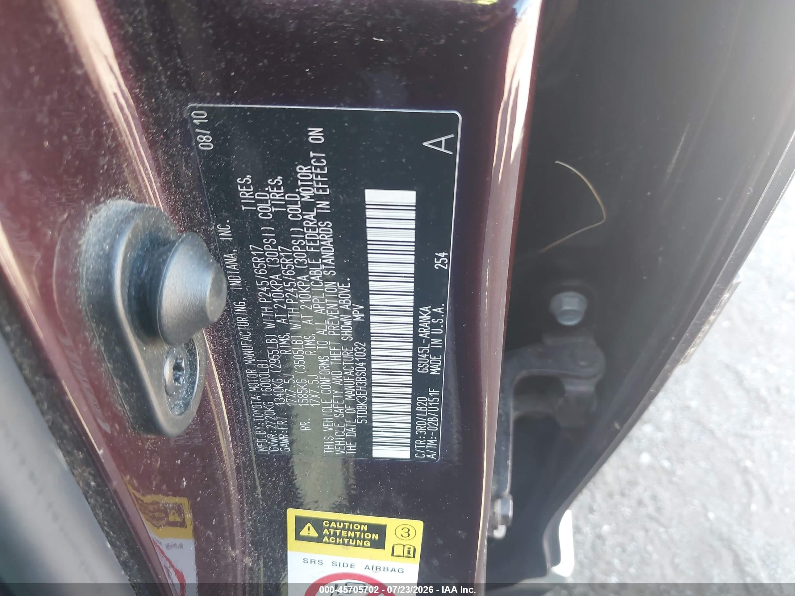 2011 Toyota Highlander Se V6 Maroon vin: 5TDBK3EH3BS041032