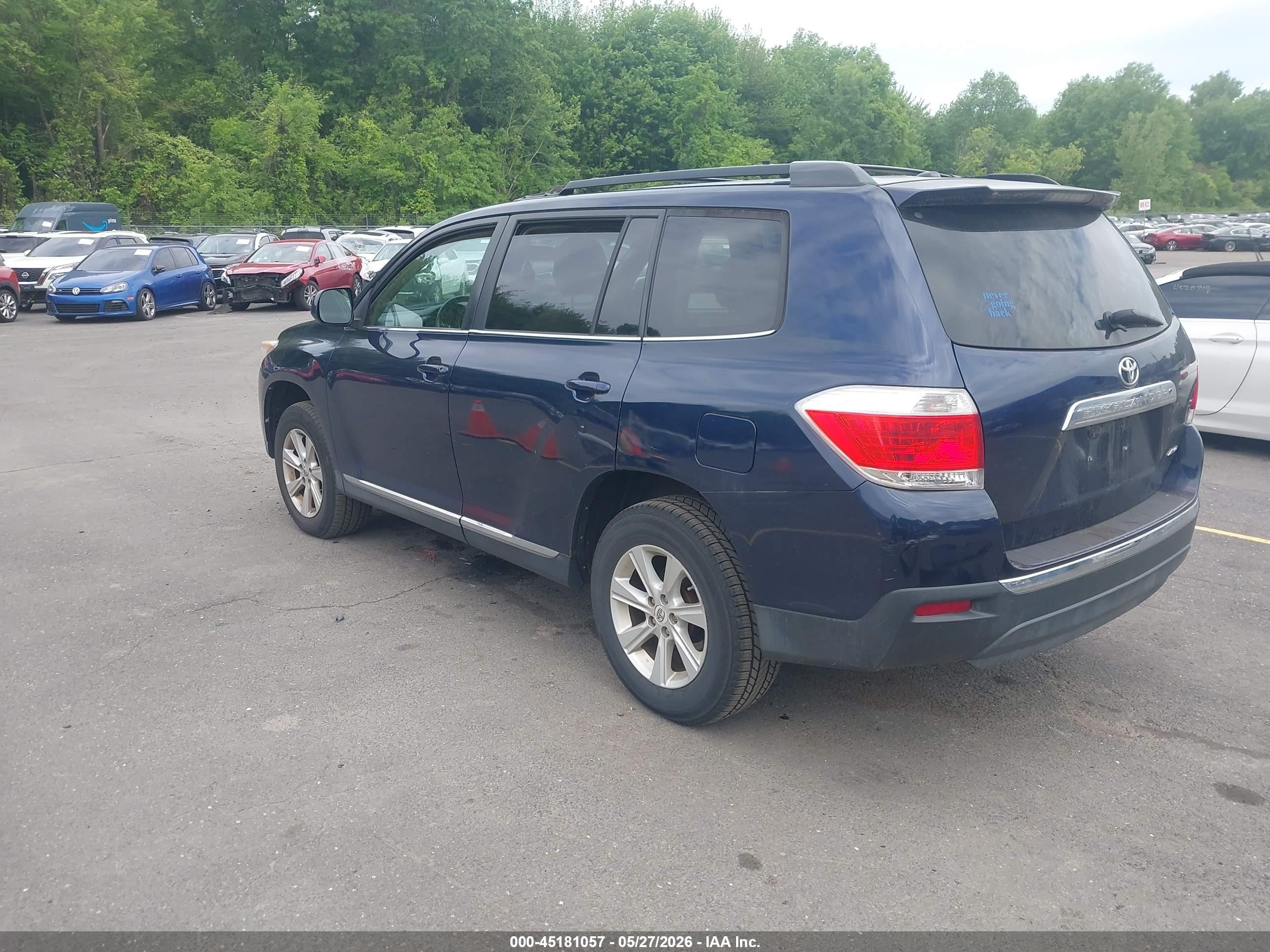 2011 Toyota Highlander Base V6 Синий vin: 5TDBK3EH3BS052466