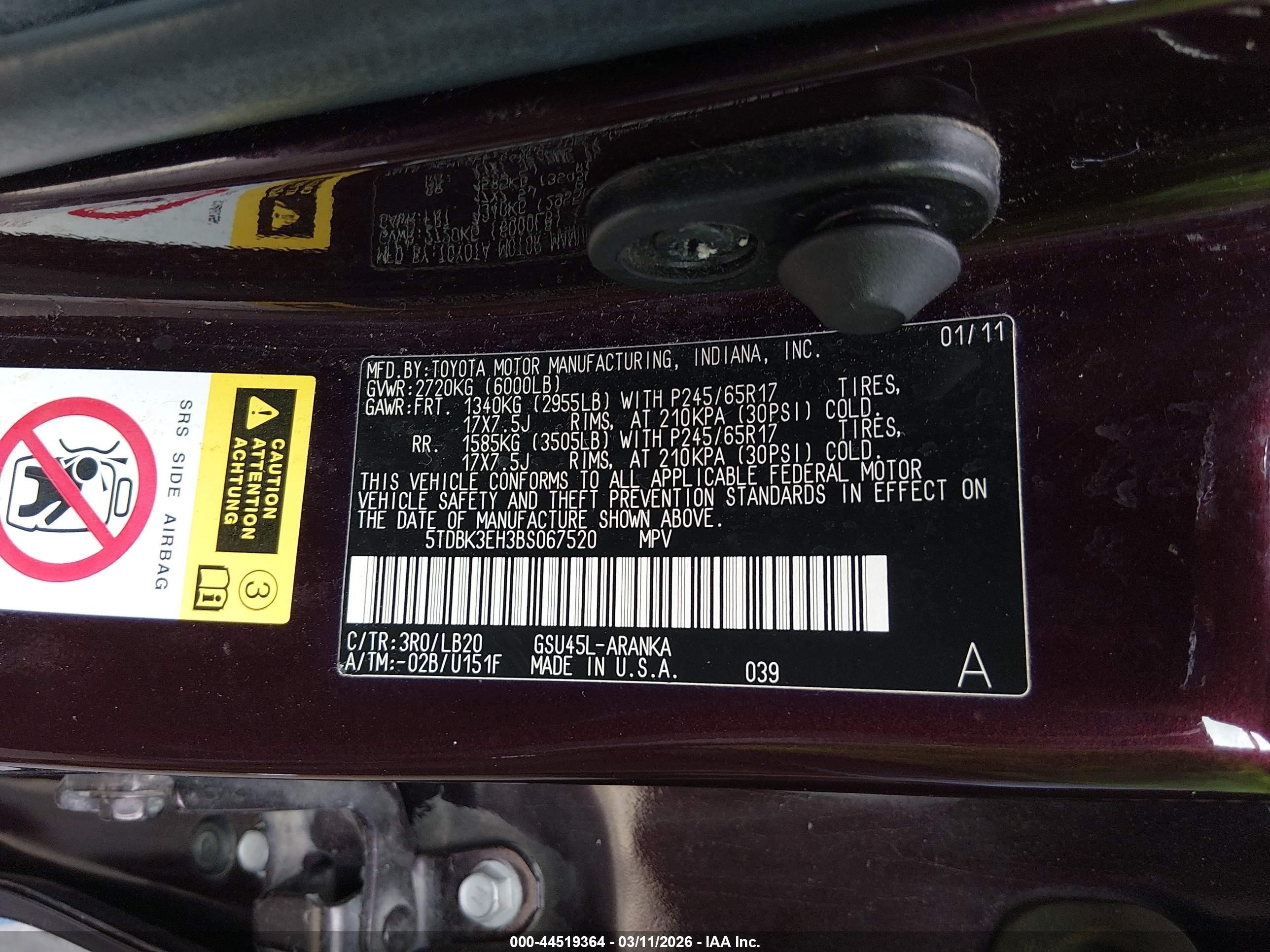2011 Toyota Highlander Se V6 Purple vin: 5TDBK3EH3BS067520