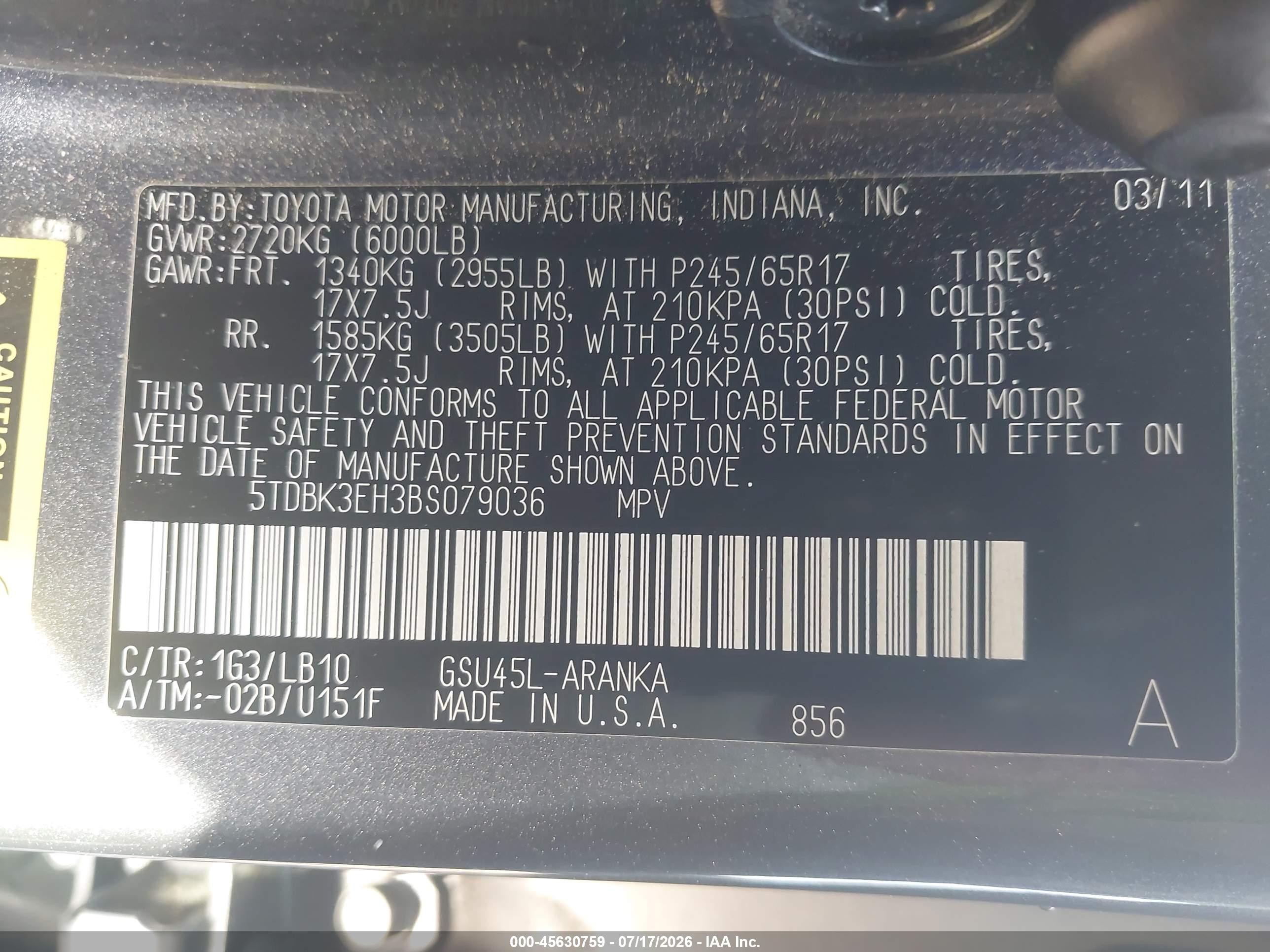 2011 Toyota Highlander Se V6 Gray vin: 5TDBK3EH3BS079036