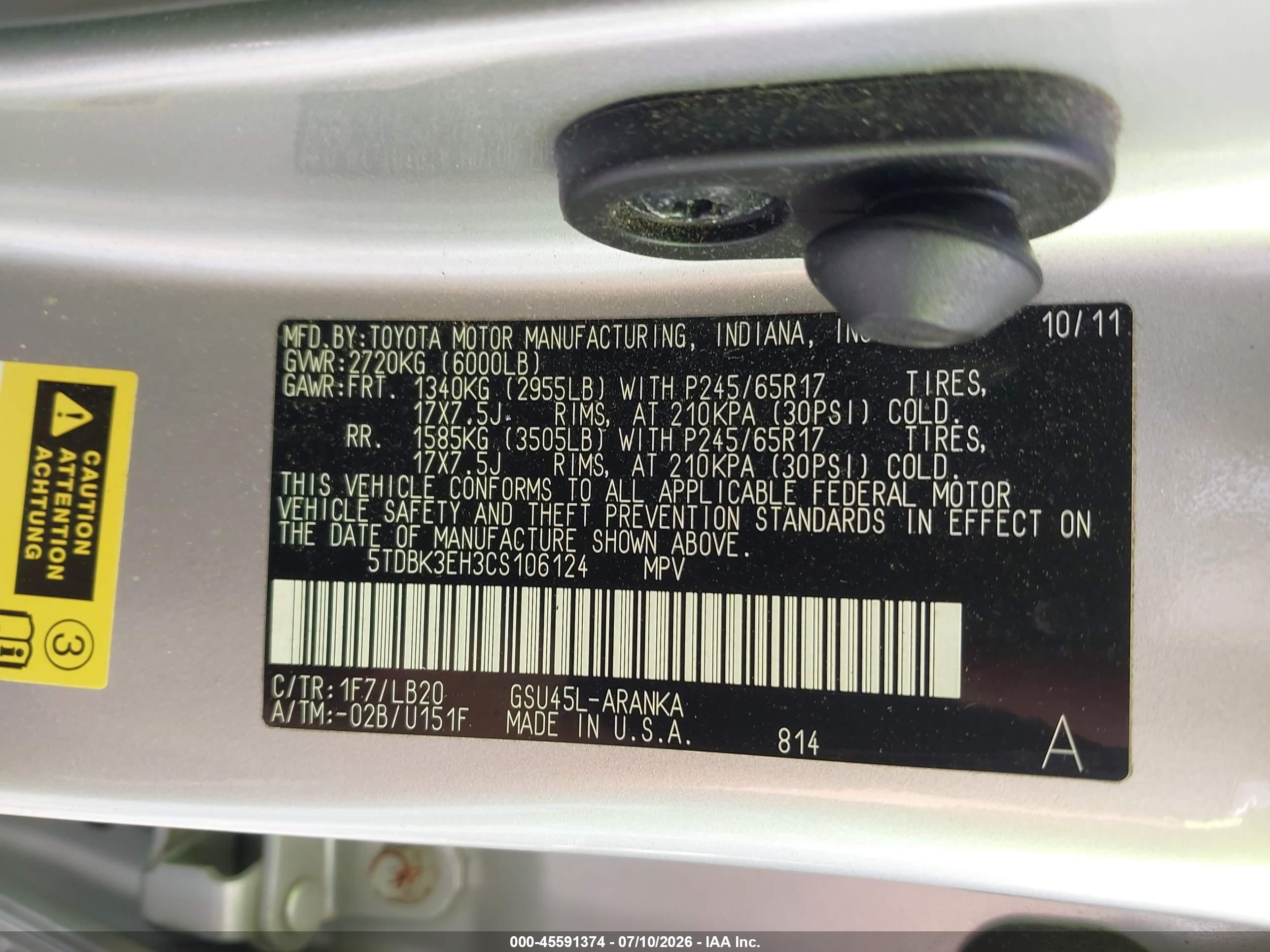 2012 Toyota Highlander Se V6 Серебряный vin: 5TDBK3EH3CS106124