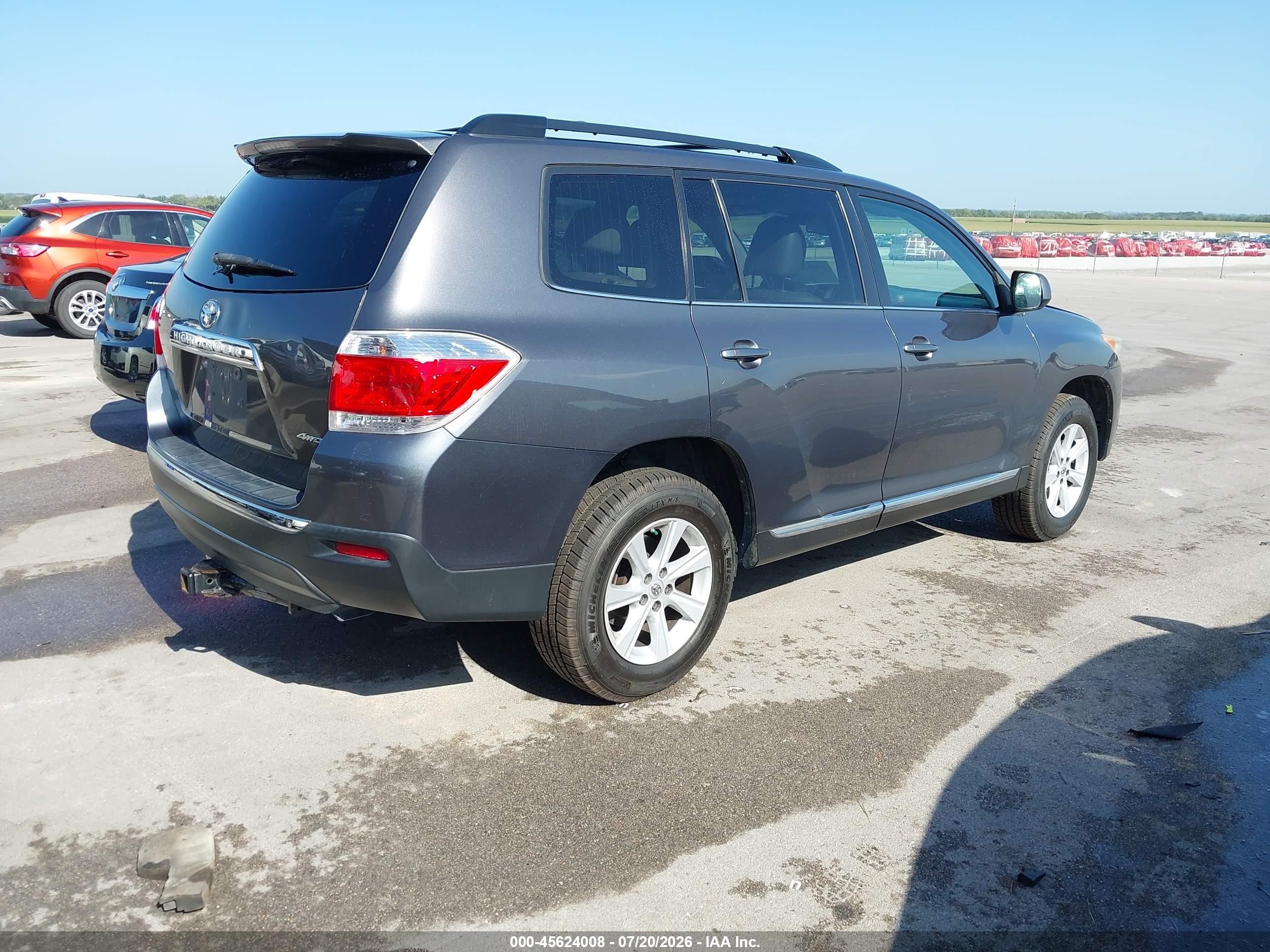 2013 Toyota Highlander Se V6 Gray vin: 5TDBK3EH3DS219654
