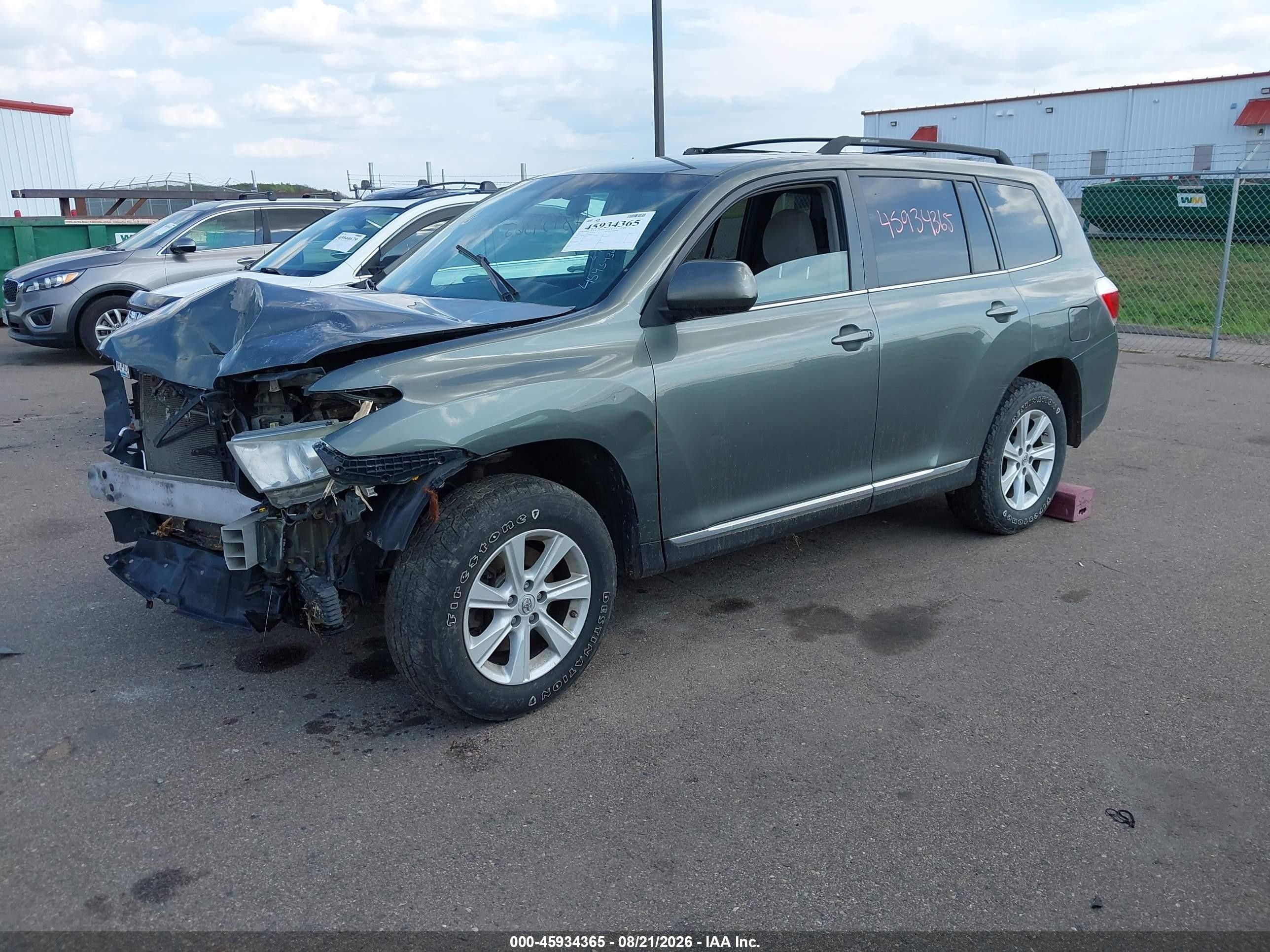2013 Toyota Highlander Base V6 Green vin: 5TDBK3EH3DS239788