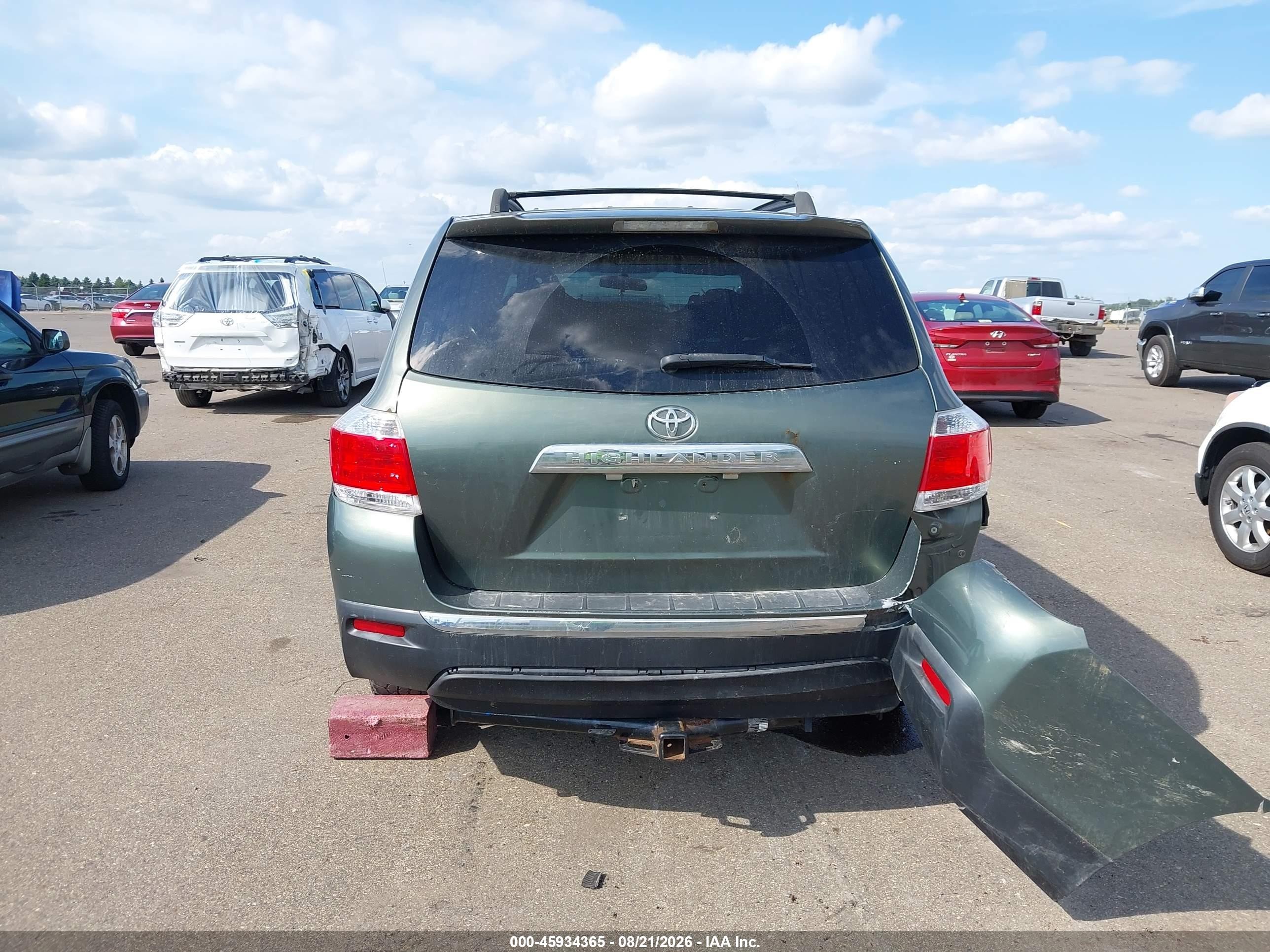 2013 Toyota Highlander Base V6 Green vin: 5TDBK3EH3DS239788