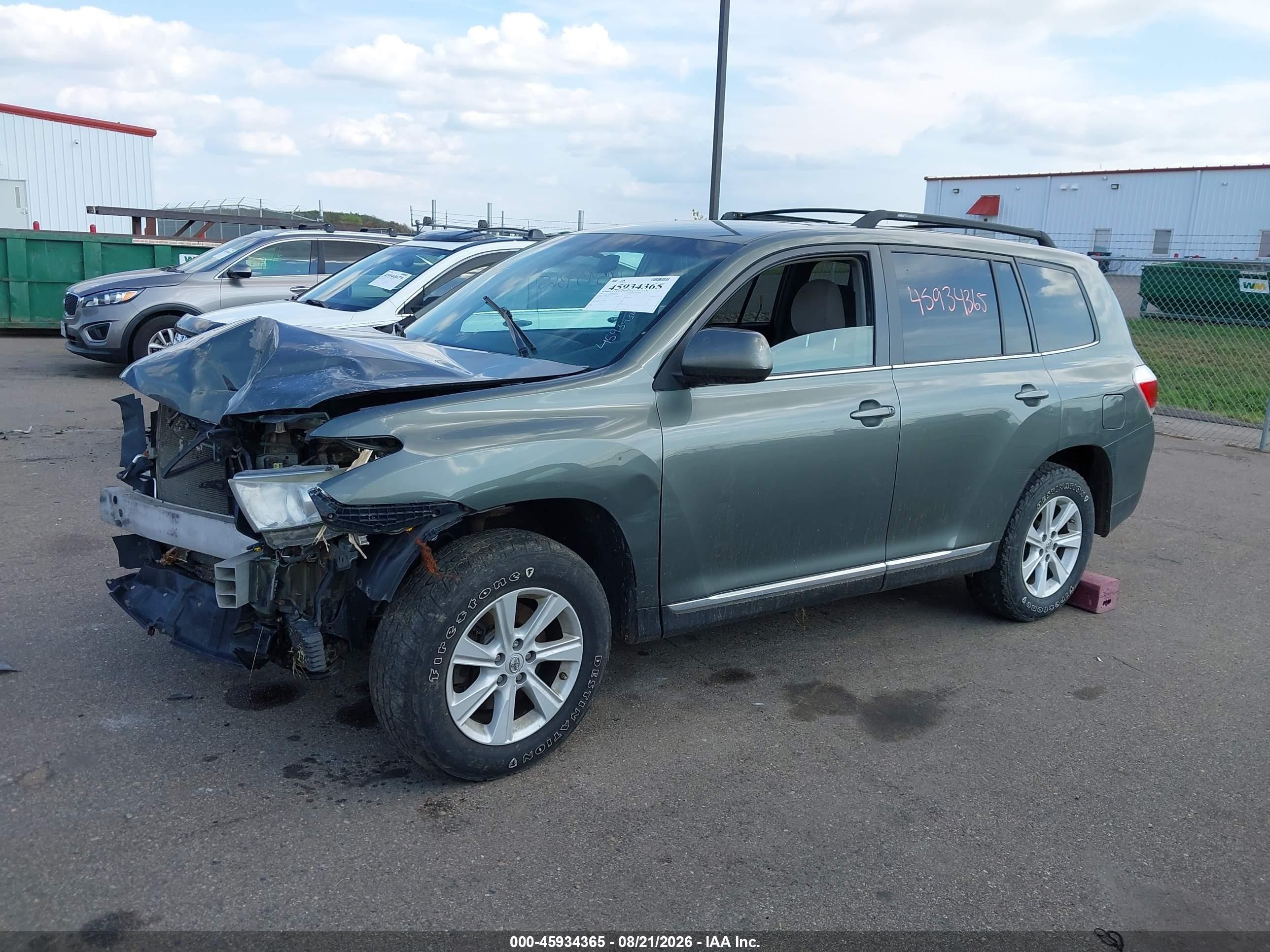 2013 Toyota Highlander Base V6 Green vin: 5TDBK3EH3DS239788