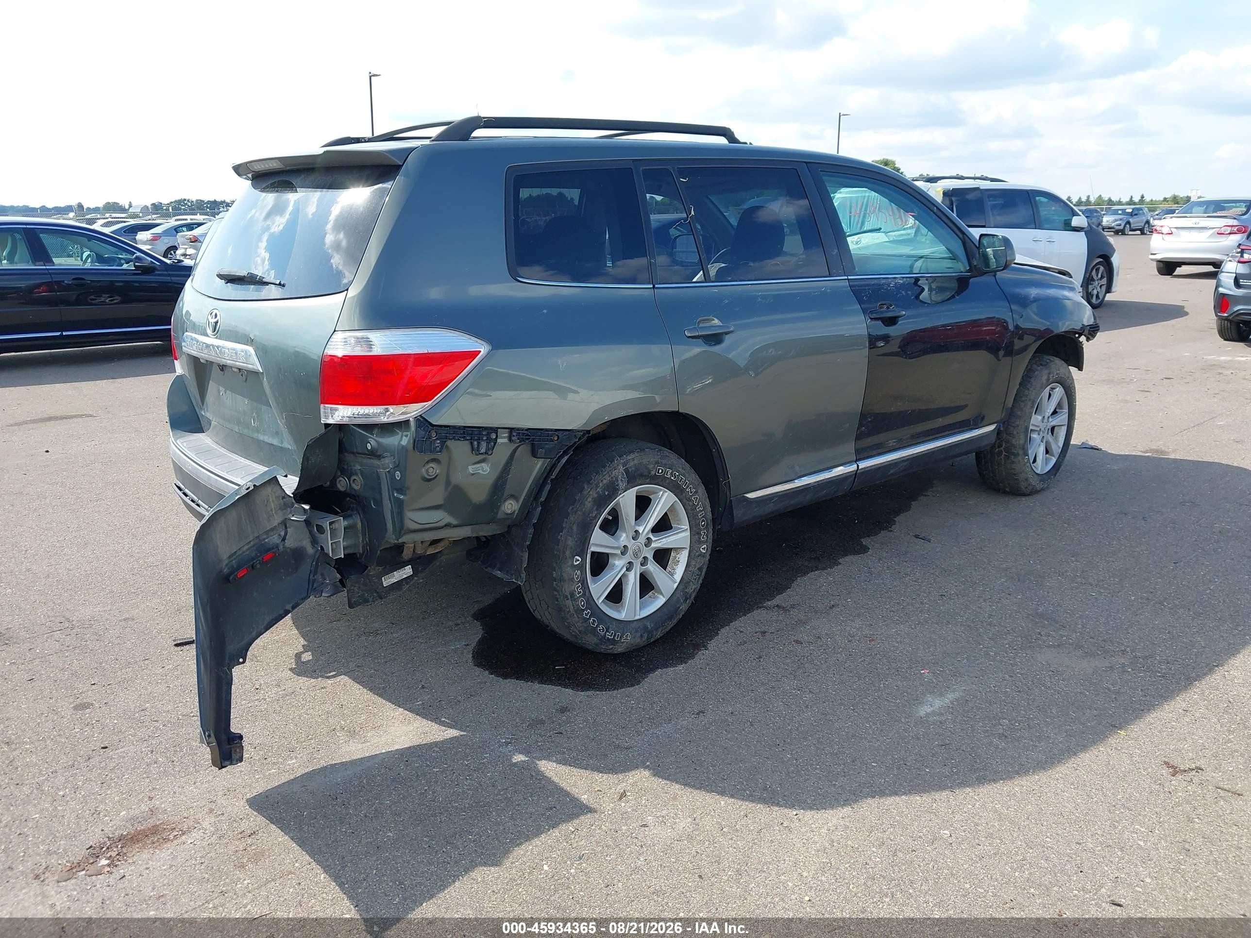 2013 Toyota Highlander Base V6 Green vin: 5TDBK3EH3DS239788