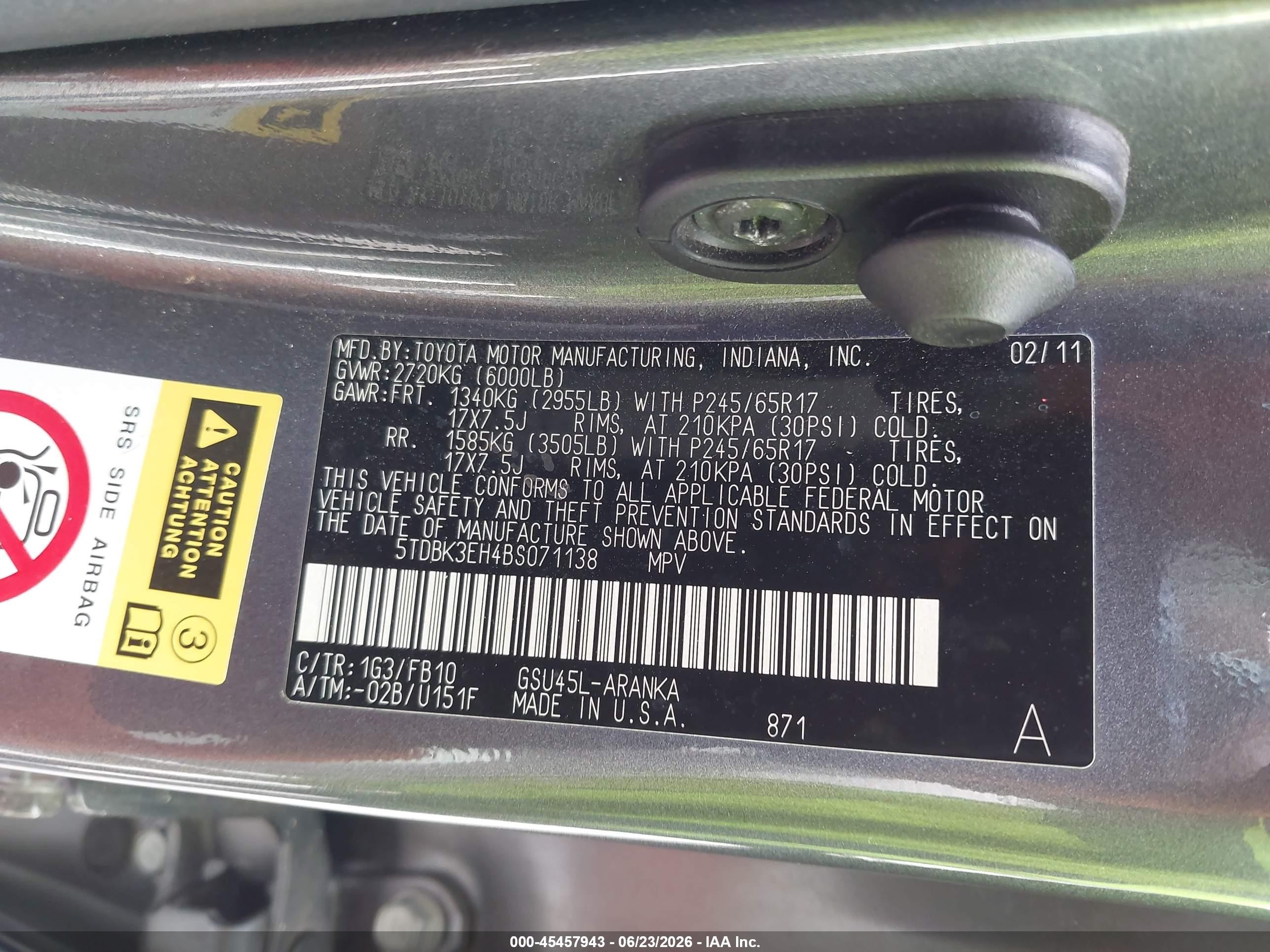 2011 Toyota Highlander Base V6 Gray vin: 5TDBK3EH4BS071138