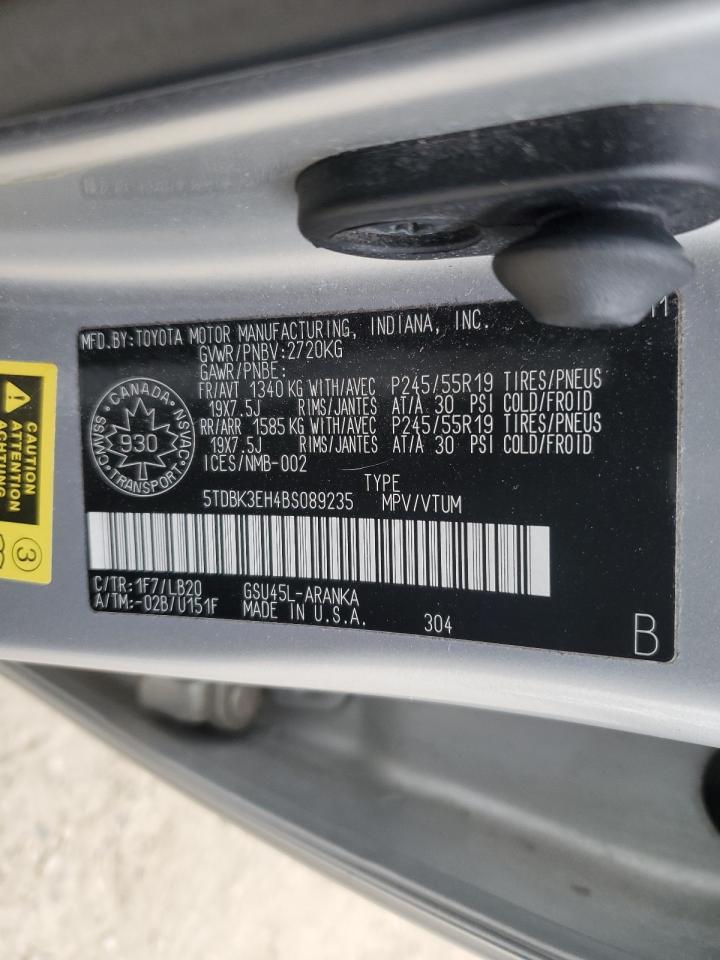 2011 Toyota Highlander Base Silver vin: 5TDBK3EH4BS089235